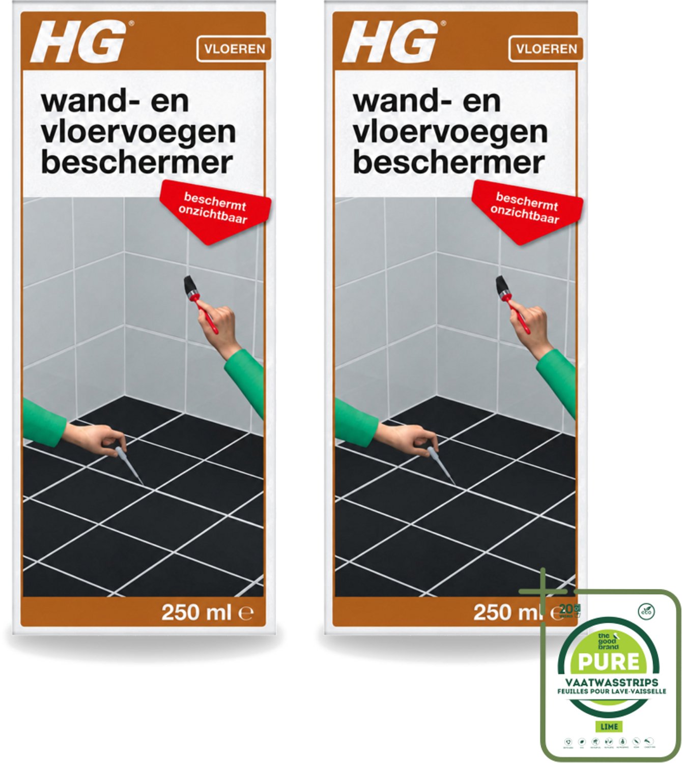 2 x HG - Vloeren - Wand & Vloervoegen Beschermer - Beschermt Onzichtbaar - 250 ml - Grootverpakking - Vaatwasstrips - Voegen Beschermer - Voegen Reiniger - Voegen Bescherming - Voegen Afstotend - Voegen Schoon