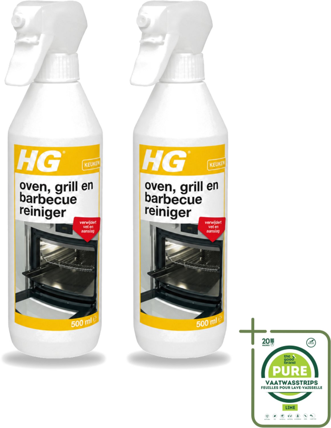 2 x HG - Oven, Grill & Barbecuereiniger - Actief Krachtschuim - 500 ml - Grootverpakking - Oven Reinigen - Grill Reinigen - Barbecuereiniger - Vet Verwijderen - Keuken Reinigen