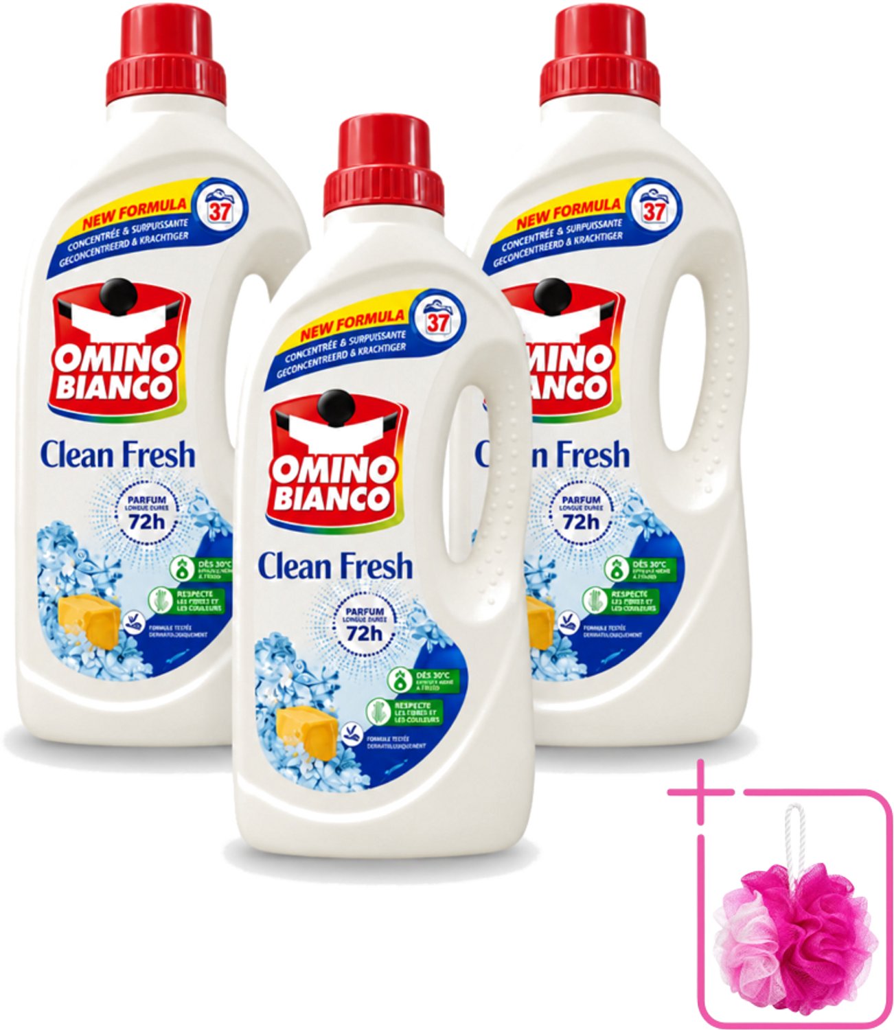 3 x Omino Bianco – Vloeibaar Wasmiddel – Clean Fresh – 1000 ml - Bulkverpakking - Wasmiddel - Douchemop - Kleurbeschermer