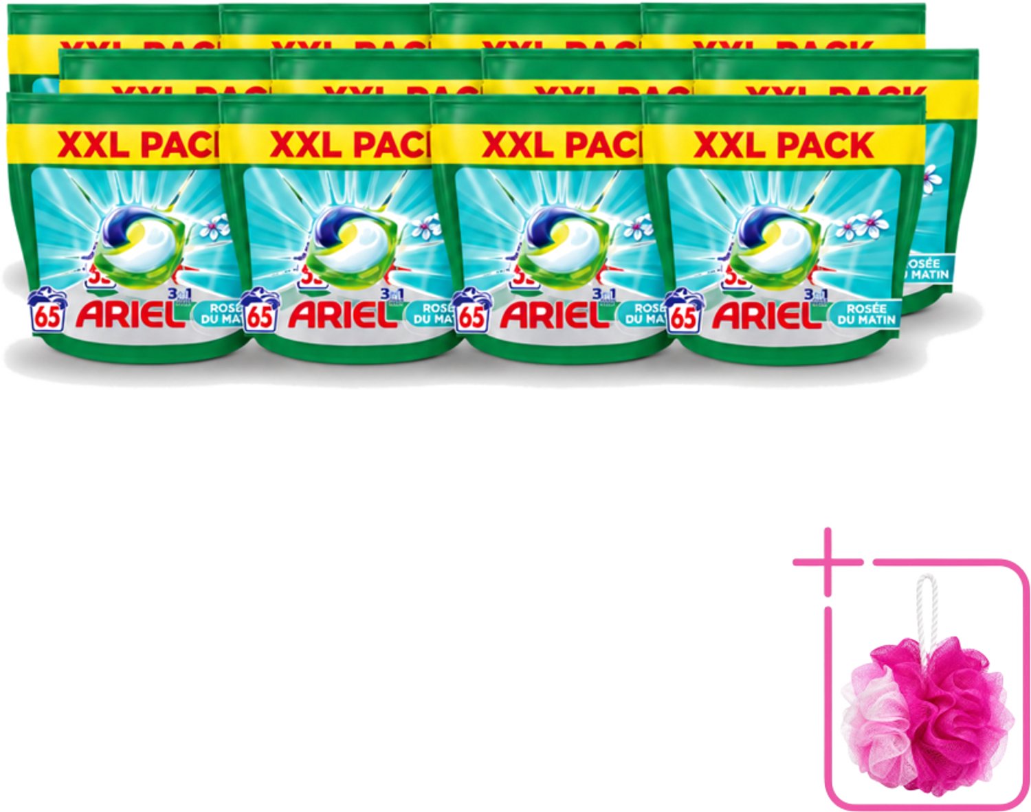 12 x Ariel – Pods 3in1 – Rosée du Matin – 1332 g – 65 wasbeurten - Bulkverpakking - Ariel 3in1 Pods Rosée du Matin - Douchemop - 3in1 waspods