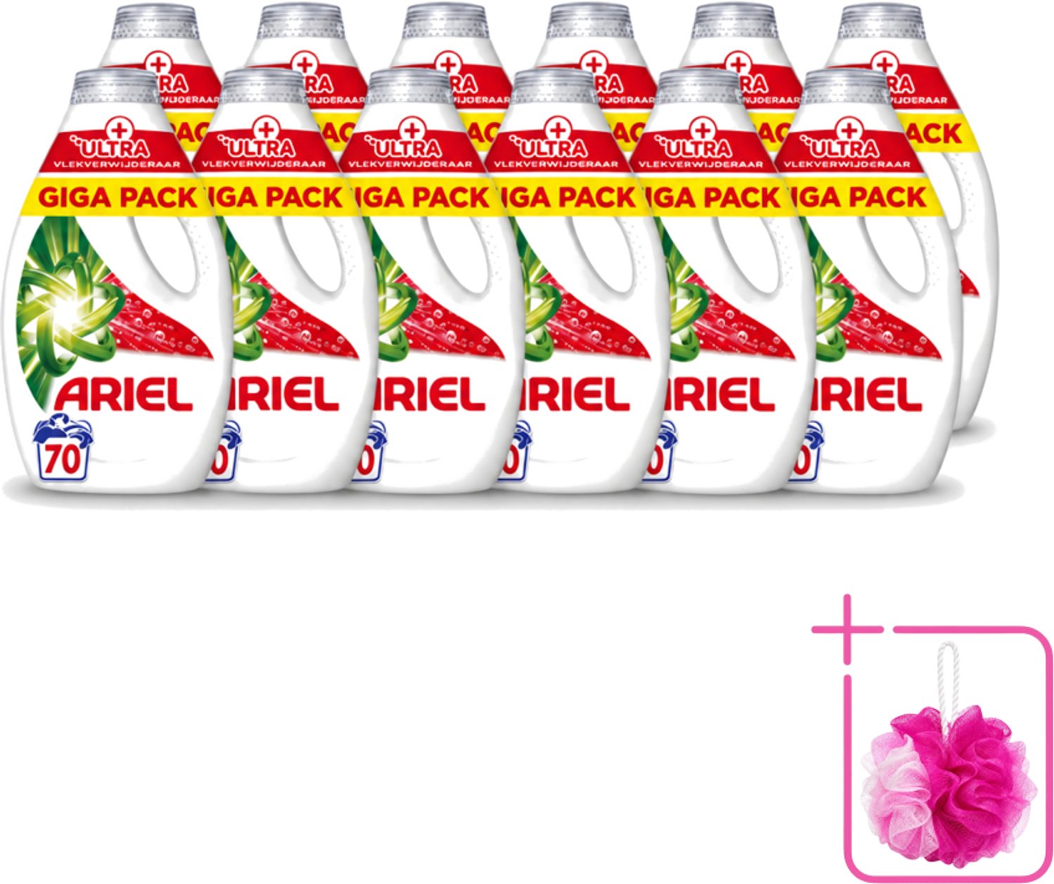 12 x Ariel – Vloeibaar Wasmiddel – Ultra Vlekverwijderaar – 3150 ml – 70 wasbeurten - Bulkverpakking - Vlekverwijderaar - Douchemop - Wasmiddel
