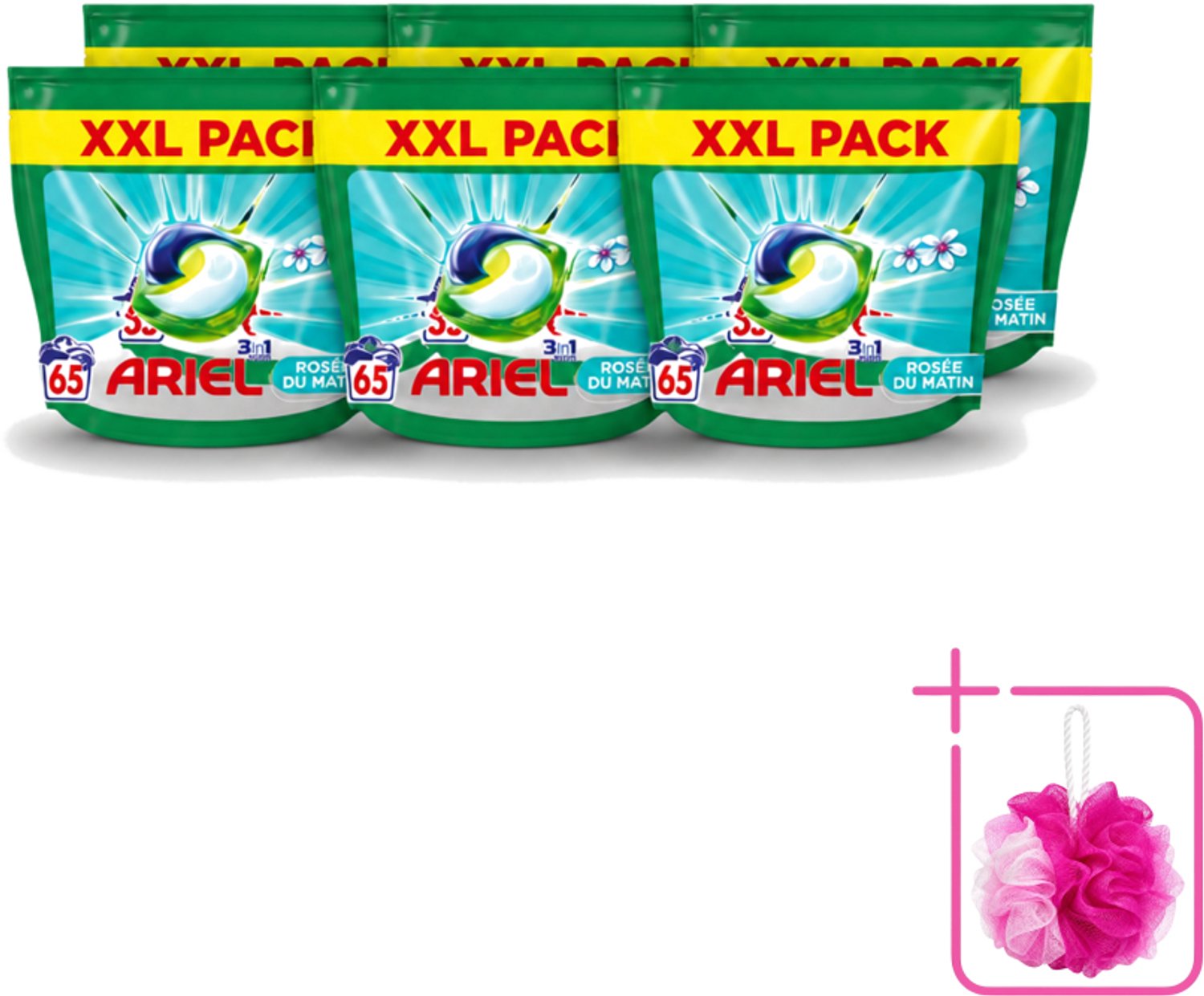 6 x Ariel – Pods 3in1 – Rosée du Matin – 1332 g – 65 wasbeurten - Bulkverpakking - Ariel 3in1 Pods Rosée du Matin - Douchemop - 3in1 waspods