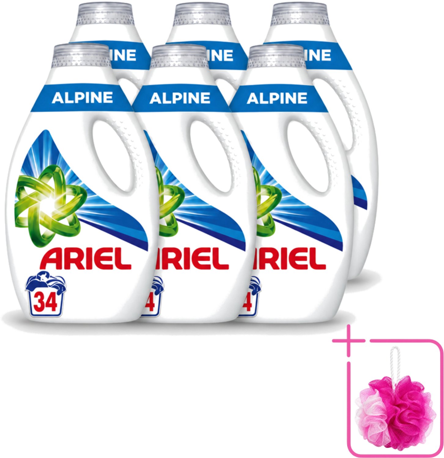 6 x Ariel – Vloeibaar Wasmiddel – Alpine – 1530 ml – 34 wasbeurten - Bulkverpakking - Ariel Alpine - Douchemop - Vloeibaar wasmiddel