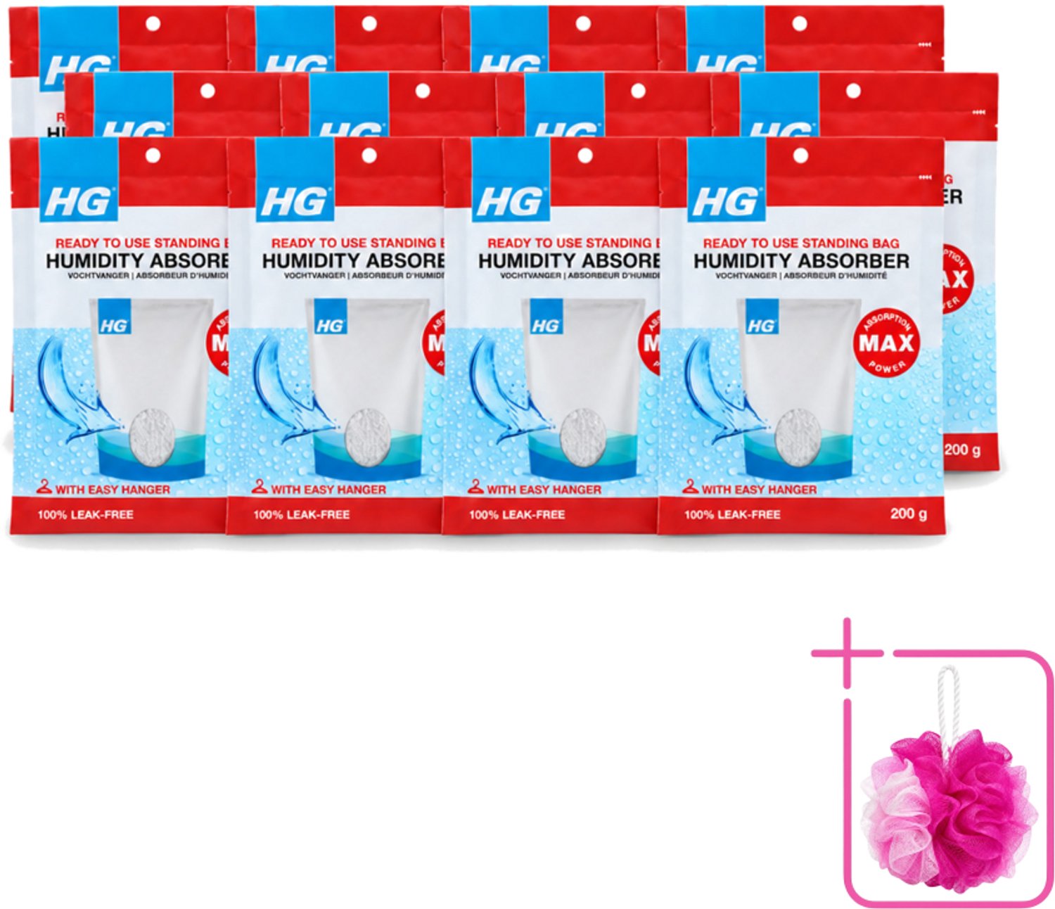 12 x HG - Vochtvanger - 200 g - Bulkverpakking - Vochtvanger - Douchemop - Vocht absorberen