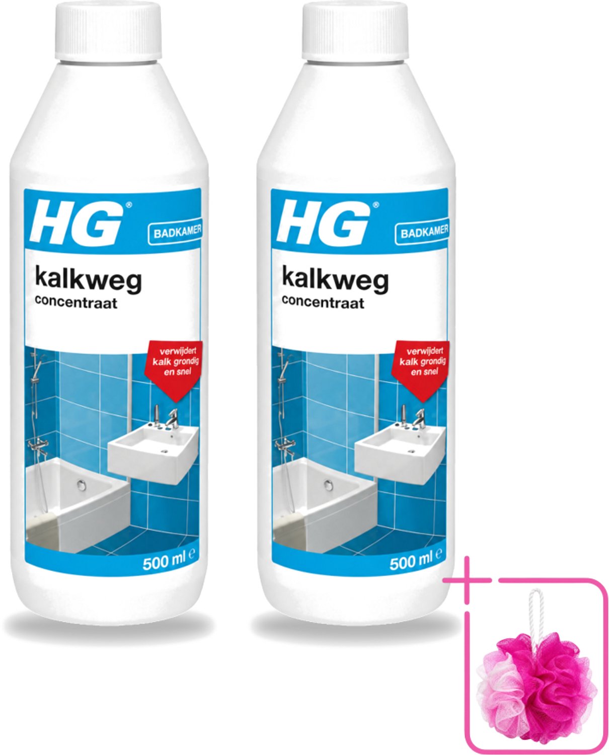 2 x HG - Badkamer - Kalkweg Concentraat - Verwijdert Kalk Grondig - 500 ml - Bulkverpakking - Kalk verwijderen - Douchemop - Kalk weg