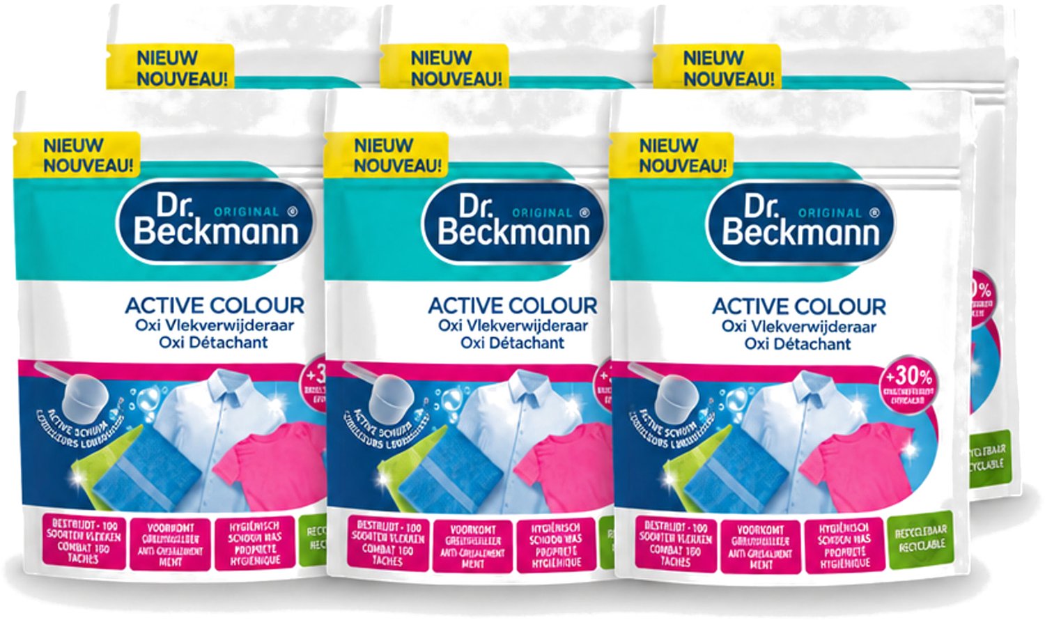 6 x Dr. Beckmann – Active Colour Oxi – Vlekverwijderaar – 400 g - Voordeelverpakking - 6 stuks