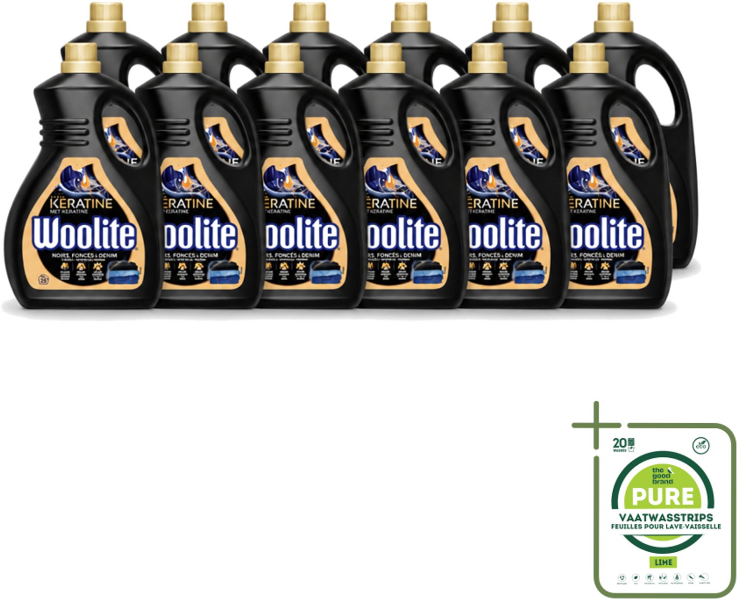 12 x Woolite Dark - Vloeibaar Wasmiddel - Met Keratine - Donkere & Denim Was - 25 Wasbeurten - 1,5L - Grootverpakking - Donker Wasmiddel - Denim Wasmiddel - Kleurbeschermend Wasmiddel - Keratine Wasmiddel - Wasmiddel Voor Donkere Kleding