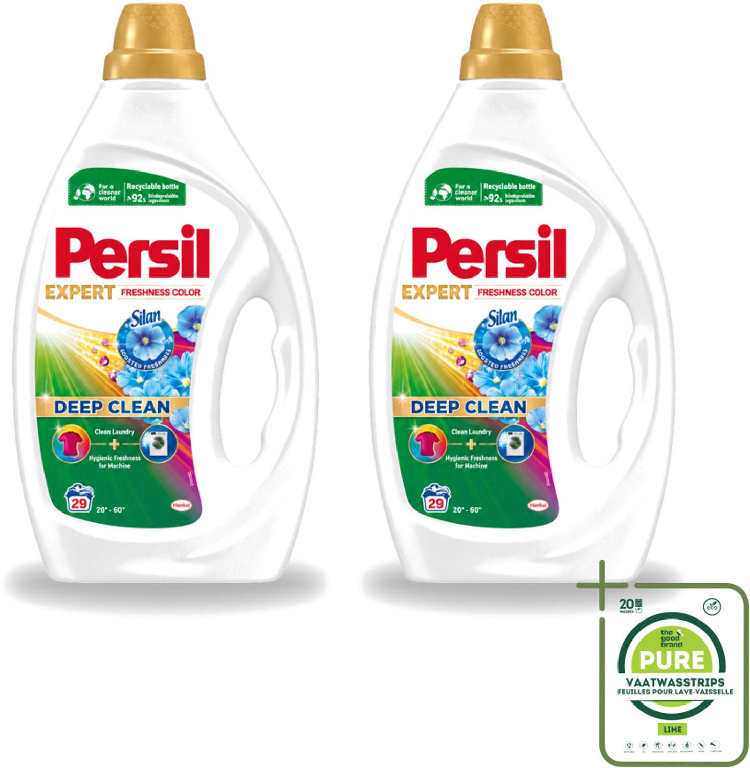 2 x Persil Expert - Vloeibaar wasmiddel - Gekleurde Was - Silan Boosted Freshness - 29 Wasbeurten - Grootverpakking - Vaatwasstrips - Gekleurde Was - Vloeibaar Wasmiddel - Freshness By Silan - Wasbeurten - Frisse Geur