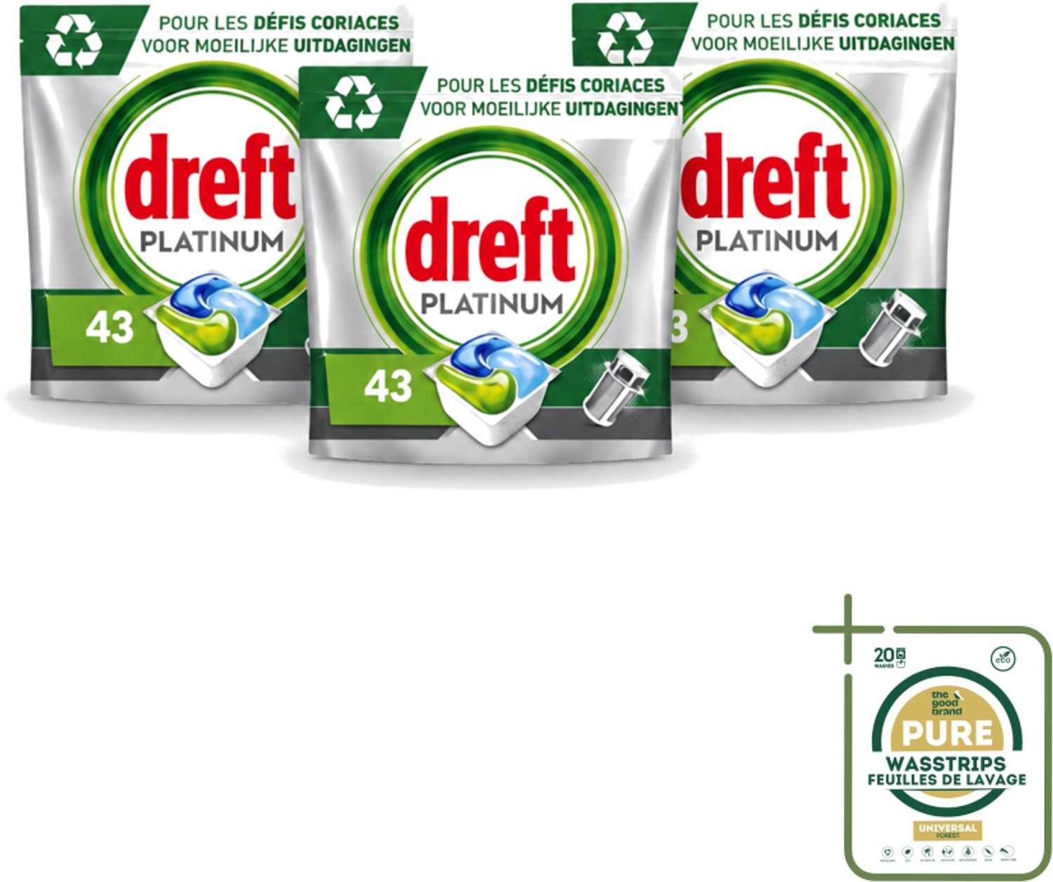 3 x Dreft Platinum - All In One - Vaatwascapsules - 43 Afwasbeurten - Vaatwasmiddel - Vaatwascapsules - Vaatwasser Reinigen - Vaatwasmiddel Capsule - Vaatwasmiddel 43 Wasbeurten