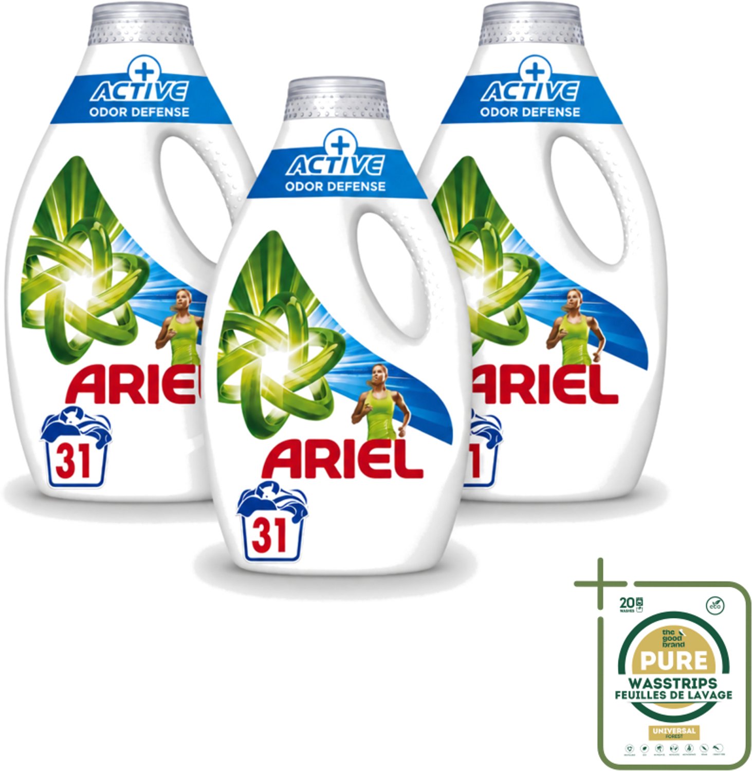 3 x Ariel Original - Actieve Geurbestrijding - Vloeibaar Wasmiddel - Witte en Gekleurde Was - 31 Wasbeurten - Wasstrips - Actieve Geurcontrole - Vloeibaar Wasmiddel - Wasmiddel Voor Witte En Gekleurde Kleding - Frisse Was - Vlekbestrijding