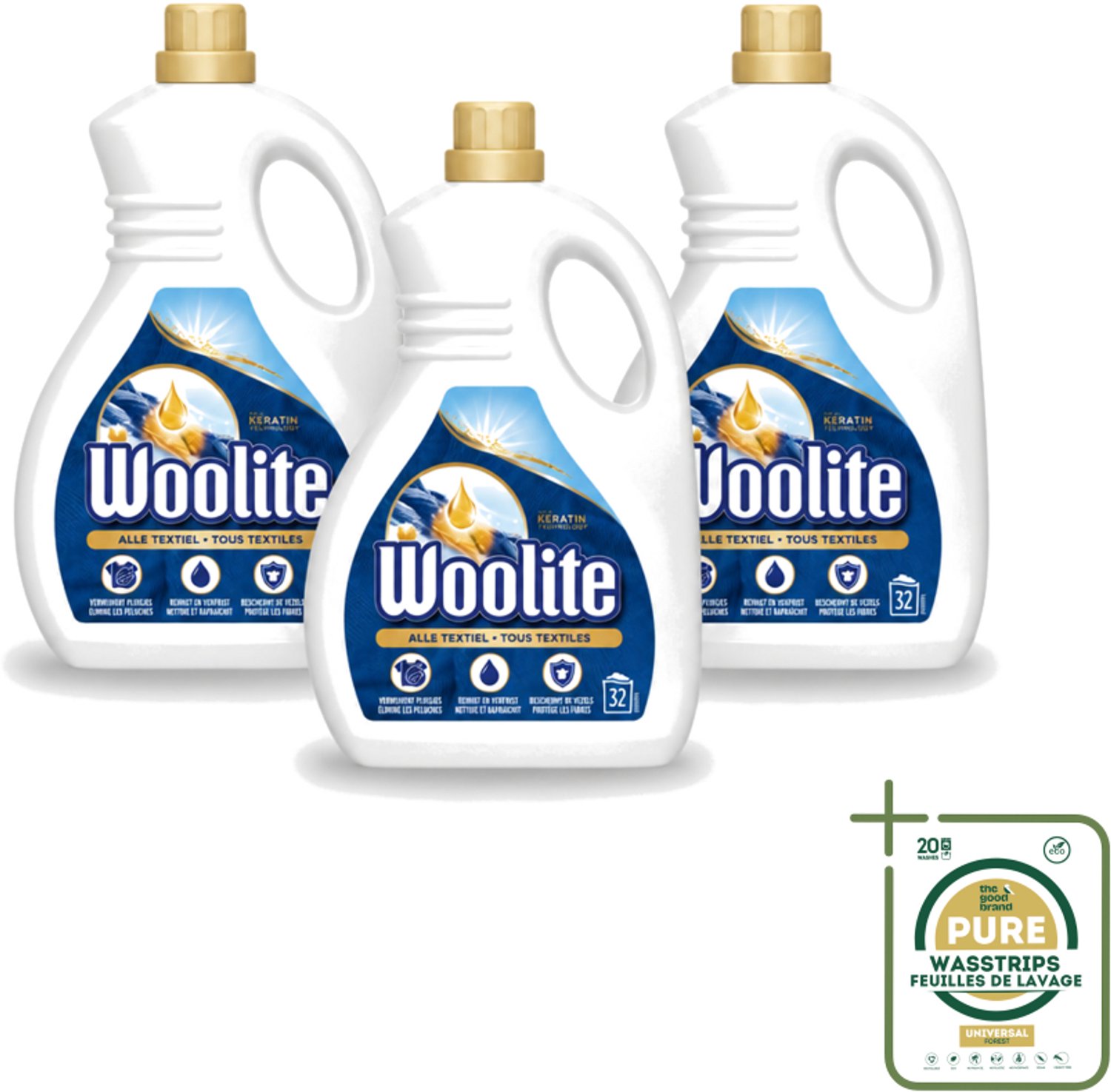 3 x Woolite Textile - Vloeibaar Wasmiddel - Met Keratine - Textiel Was - 32 Wasbeurten - 1,9L - Wasstrips - Textiel Wasmiddel - Keratine Wasmiddel - Wasmiddel Voor Kleding - Wasmiddel Voor Textiel - Wasmiddel Met Keratine