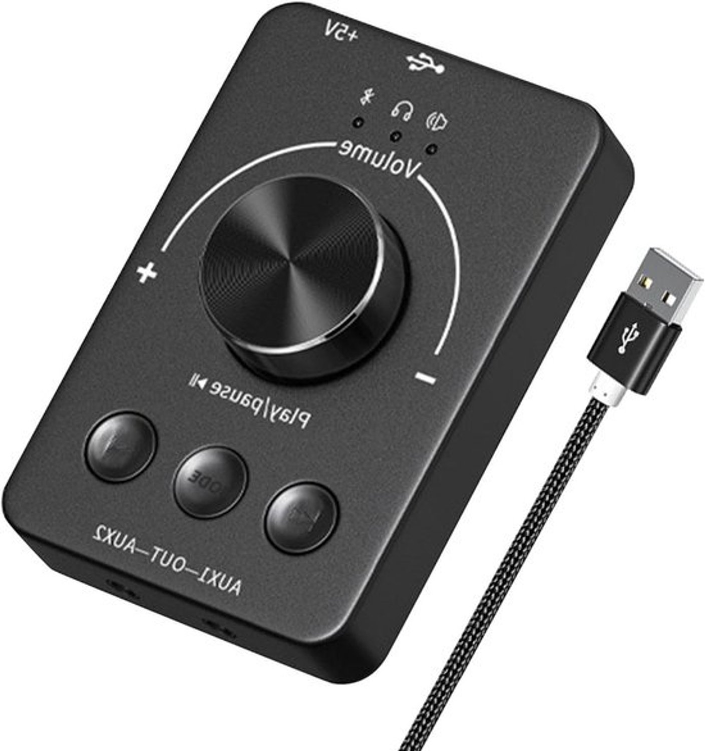 Volumecontroller - USB draaiknop - Audio bedienen - Met mute functie - 14 cm breed - Zwart