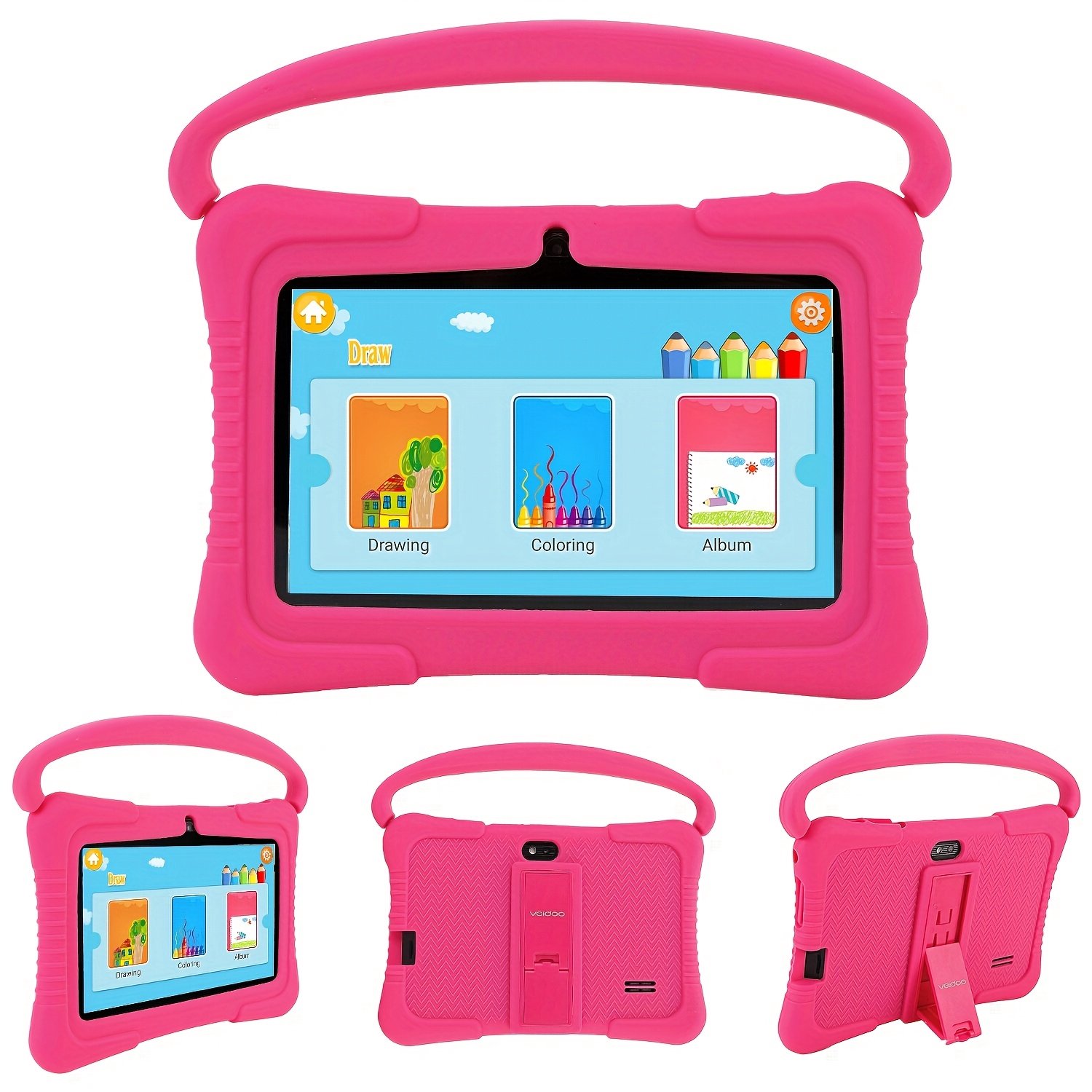 Kindertablet 7 Inch – Android Tablet met Oogbescherming – Ouderlijk Toezicht – 16GB Opslag – Beschermhoes