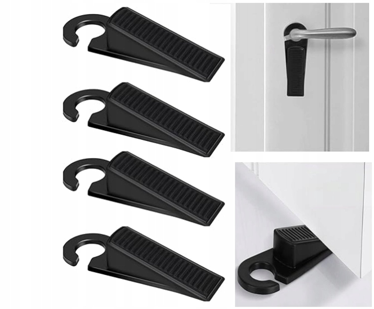 Deurstopper Zwart - Set van 4 - Rubberen Deurblokkade