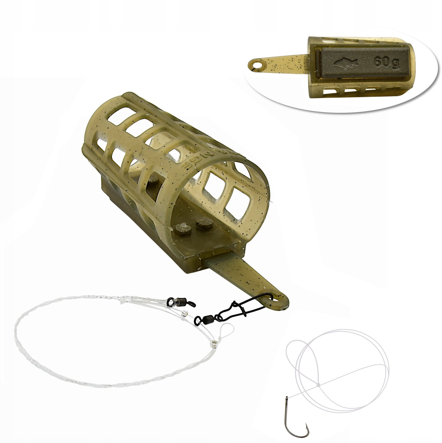 Feeder Rig Set 60g: Symetrische Lus met Voerkorf en Haak