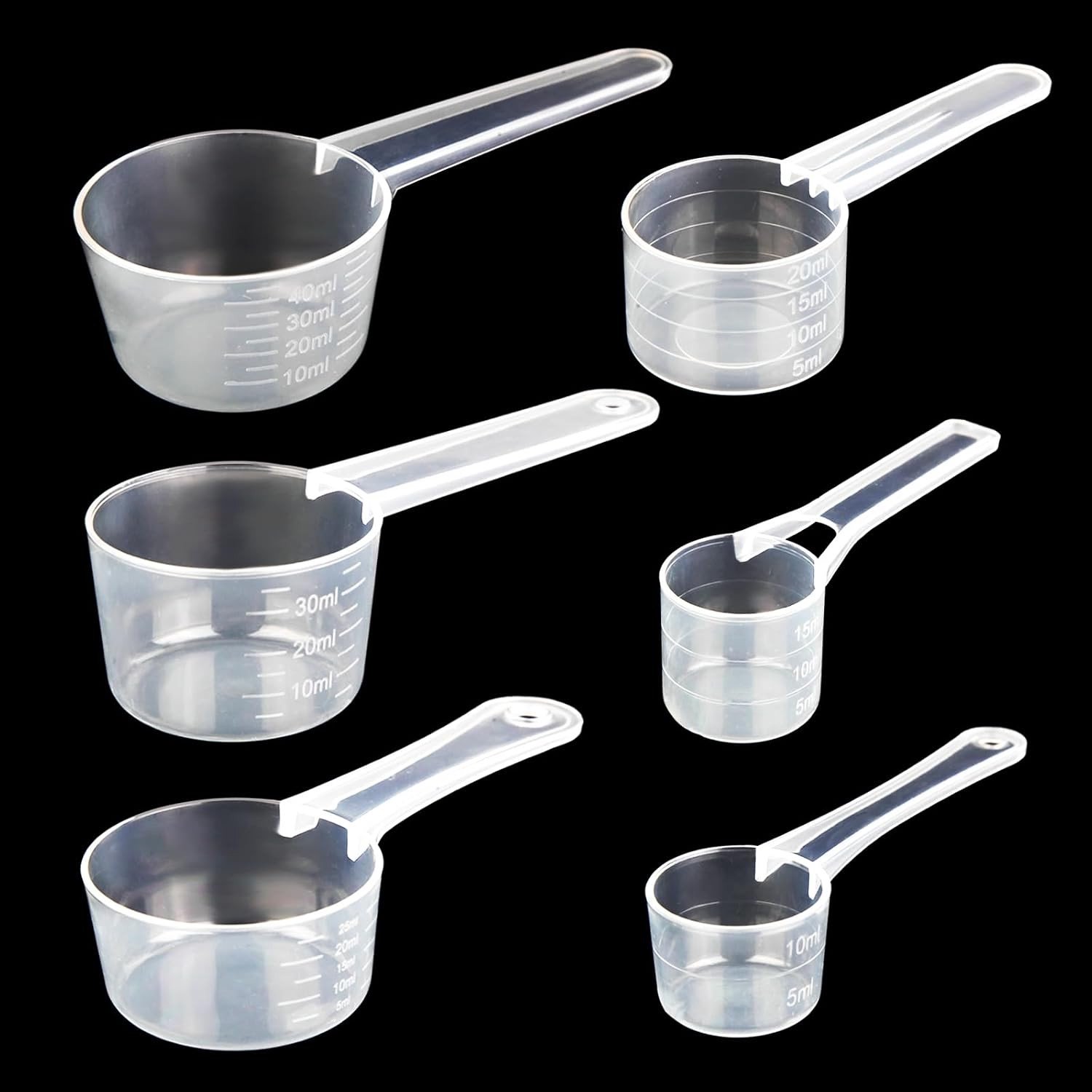 Set van 6 Doseerlepels - Transparant - 6 Verschillende Maten - Duurzaam en Veilig Materiaal - Voor Koken en Maten