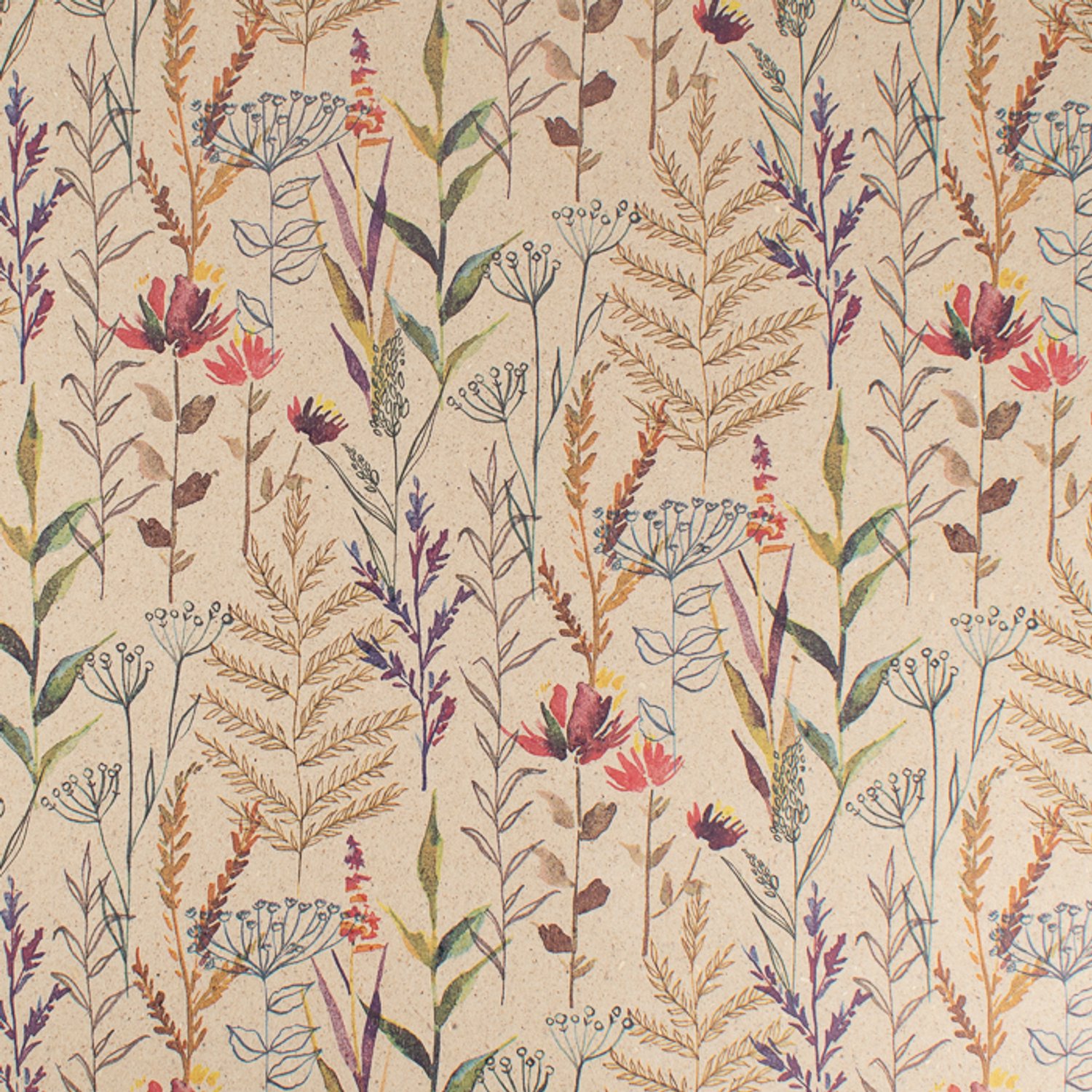 Inpakpapier - cadeaupapier - bruin met bloemen - graspapier - 20 cm x 100 meter