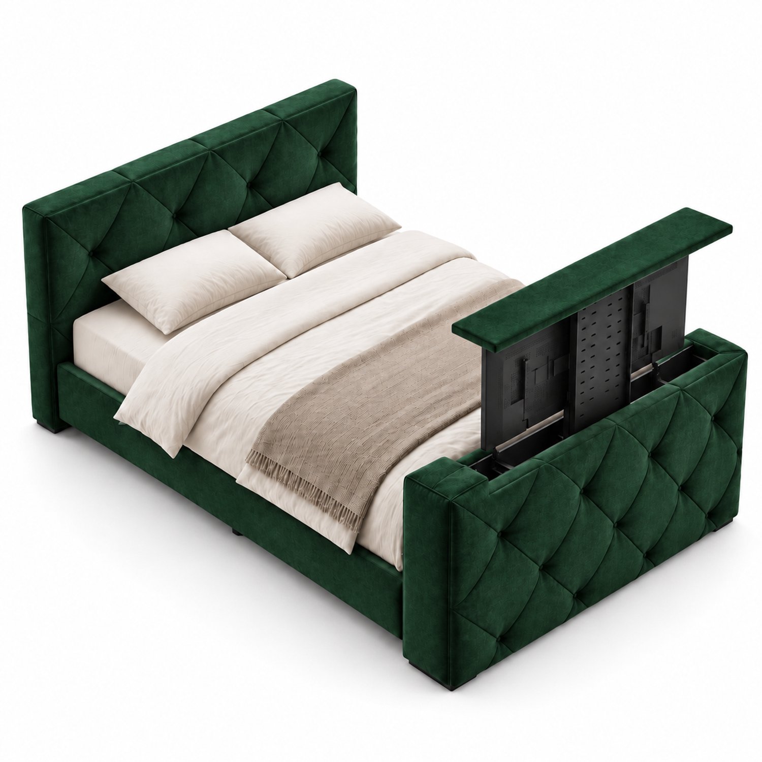 Boxspring FD Boxspring Ferrera met voetbord TV-lift 160x220 cm Donkergroen