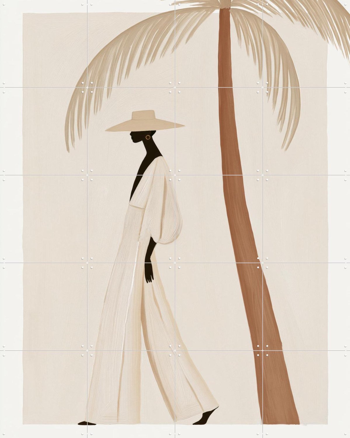 IXXI Palm Walk, Atelier Pommeline - 80 x 100 cm - Gratis ophangtool - Grote wanddecoratie en posters - Modern, Minimalisme, Illustraties, Strandhuis