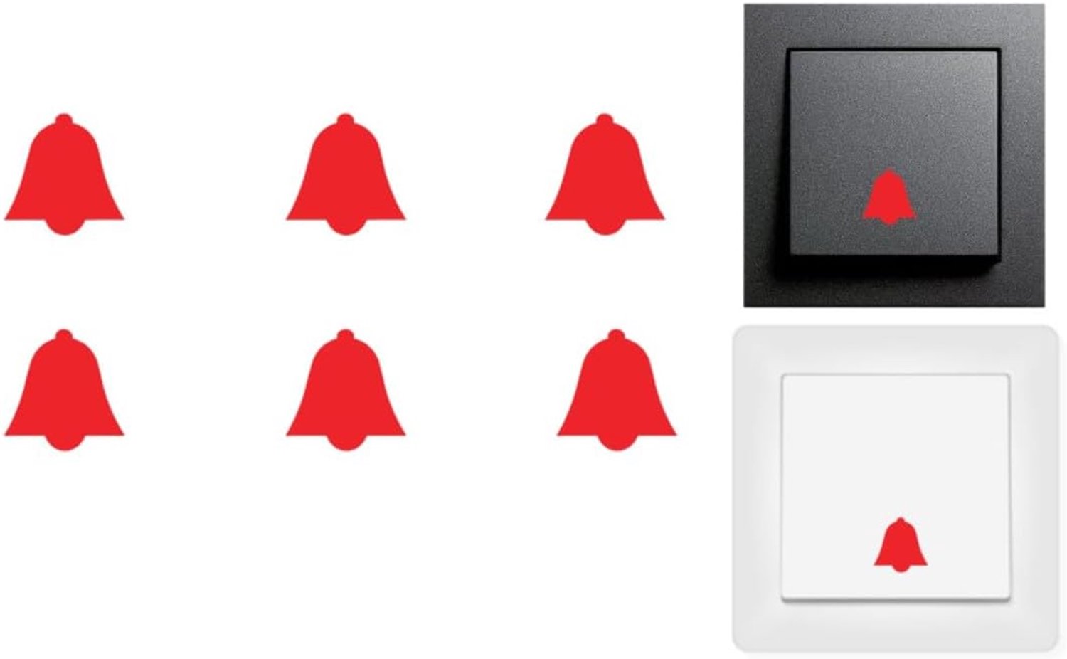 Klokstickers set van 6 - 15mm - Rode symbolen - Eenvoudig aan te brengen - Vemera
