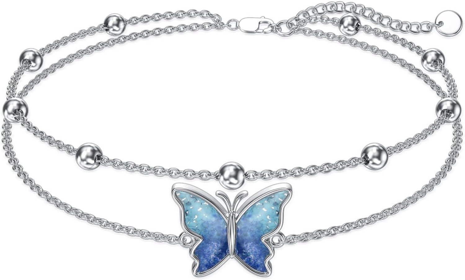 Enkelbandje - sterling zilver - vlinder - turquoise kleur - perfect als cadeau - ShopVlot