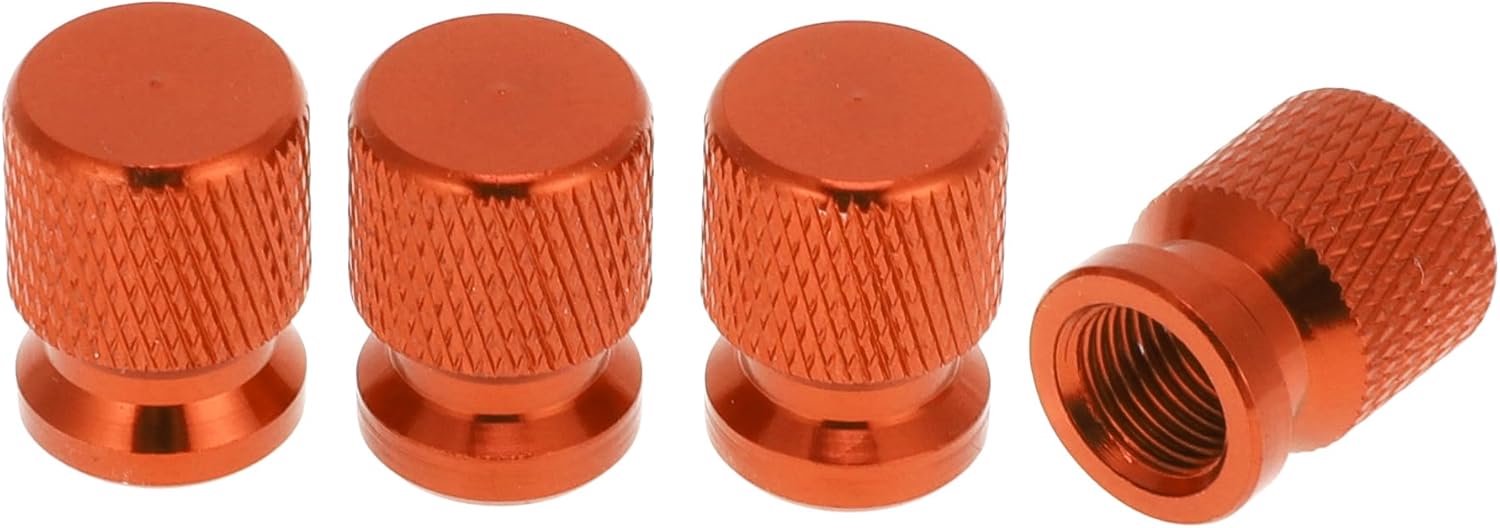 Ventieleinddoppen 7x16mm - Oranje Aluminium Legering - Mesh Patroon - Unieke stijl voor uw banden - ShopVlot