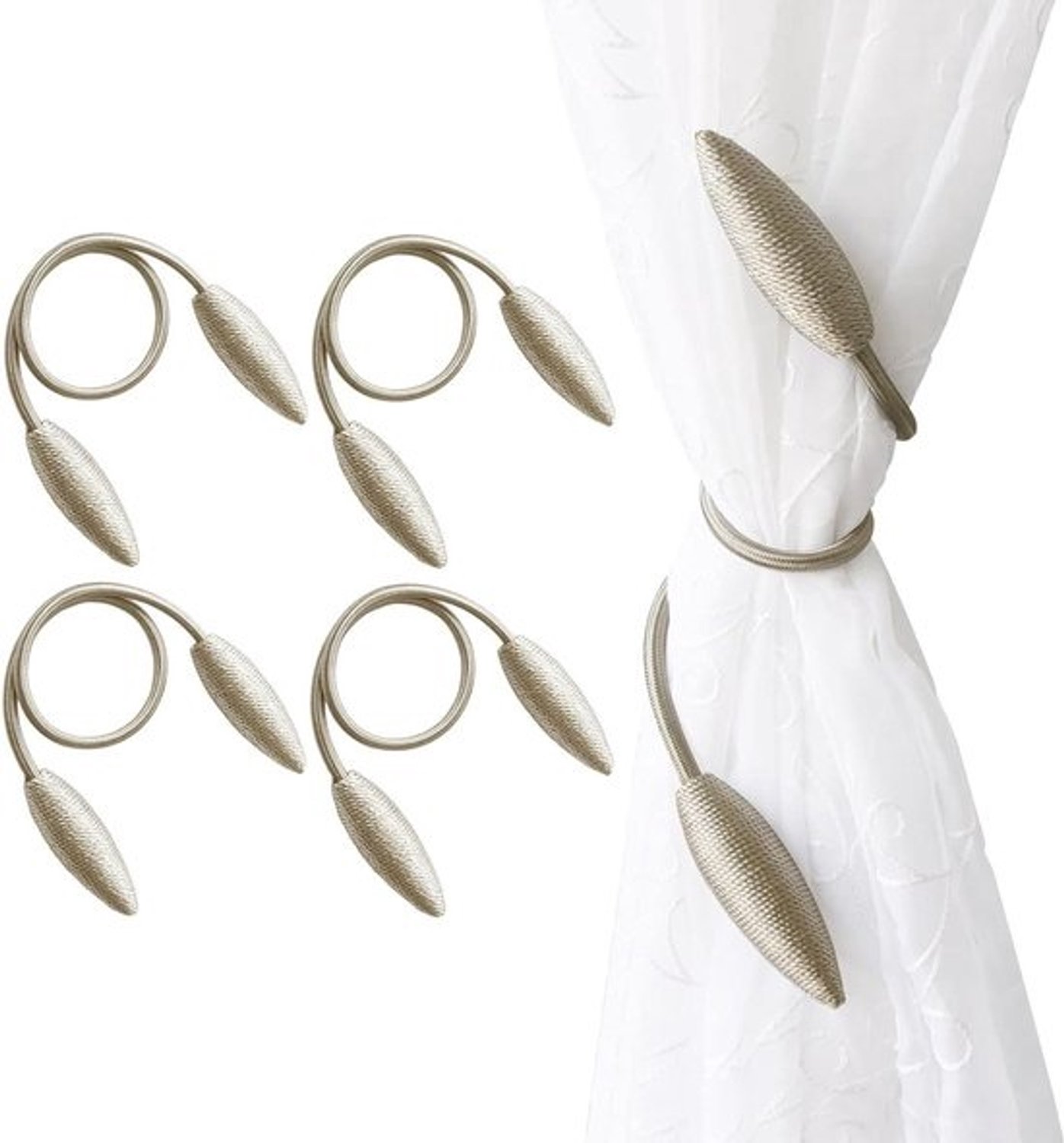 Valea Home 4 Stuks Gordijn Tiebacks Clips Creatieve Venster Drape Twist Tie Backs Europese Stijl Custom Made Gordijn Houders Decoratieve Gordijnen Terughoudsters, Beige