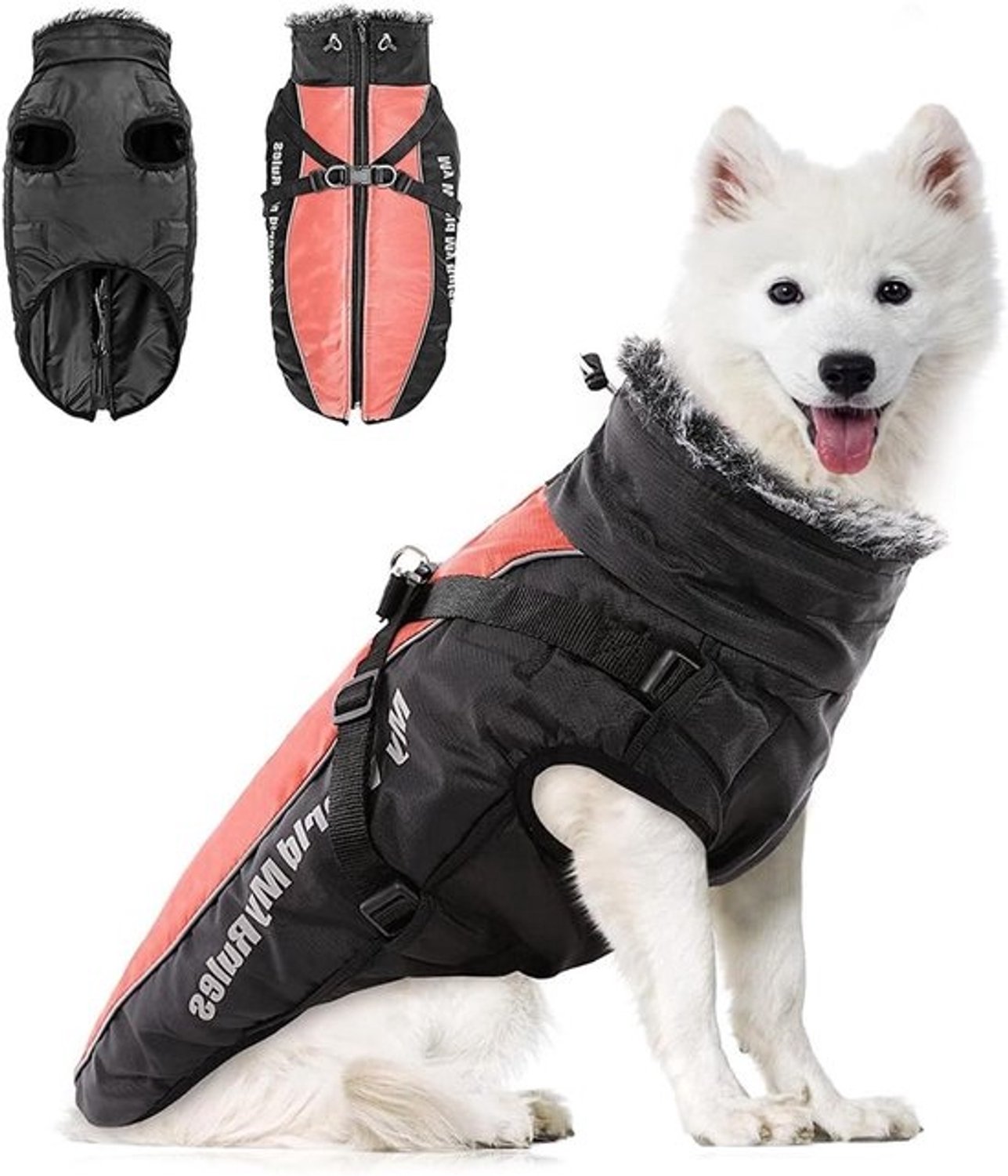 Hondenjas Warm - Winterjas Hond - Buiten Wandelen - Met Afneembaar Harnas - Maat 6XL - Roze