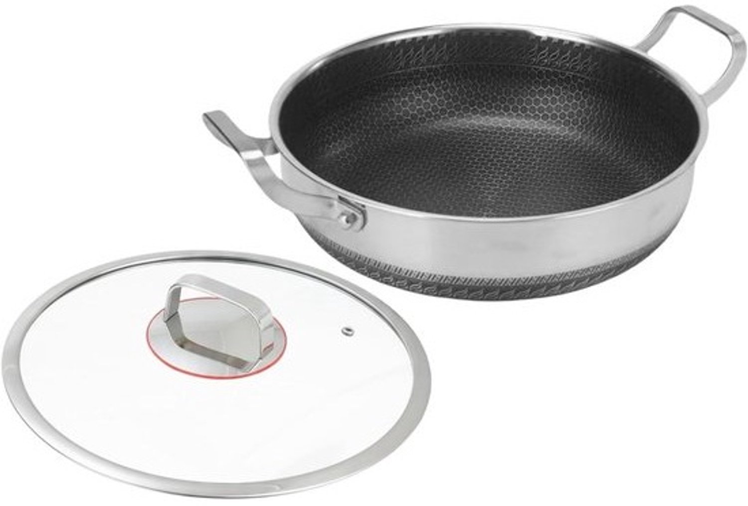 Braadpan Met Deksel | Antiaanbak Dubbele Handvatten RVS Keukengerei - Braadpan - Voor Keuken Huis Restaurant Aanbraden Bakken Roerbakken Eieren Pannenkoeken Steaks