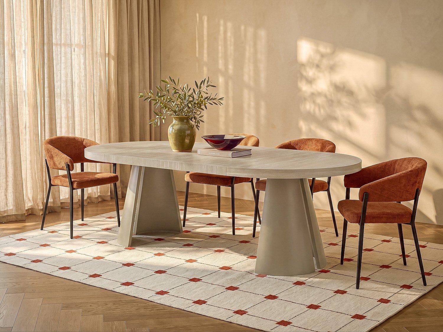 Vente-unique Uitschuifbare eettafel voor 4 tot 12 personen in MDF en metaal Beige - Travertijn effect beige JARELIA
