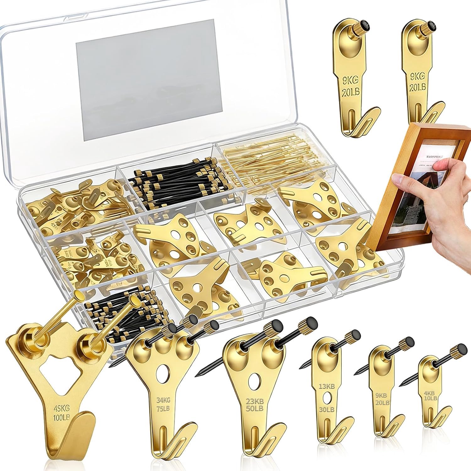 Schilderijhaken 152 Stuks - Veelzijdige S-haken - Goud - Perfect voor lijsten en spiegels - ShopVlot