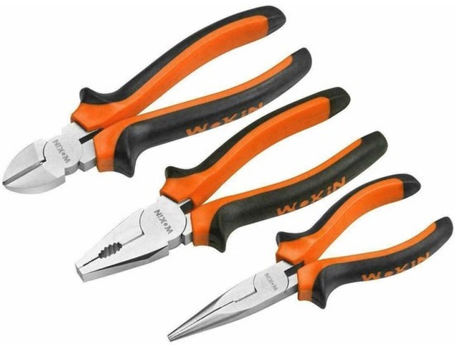 3-delige Pliers Set - Heavy Duty Knijptangen, 6" Langneus, 6" Diagonaal en 7" Gecombineerde Knijptangen met Ergonomische Handgreep