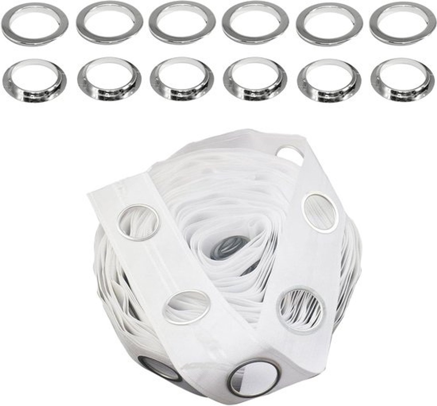 Gordijn Oogjes - Grommet Tape - Gordijnen Maken - Eenvoudige Installatie - 40mm Binnenmaat - Zilver