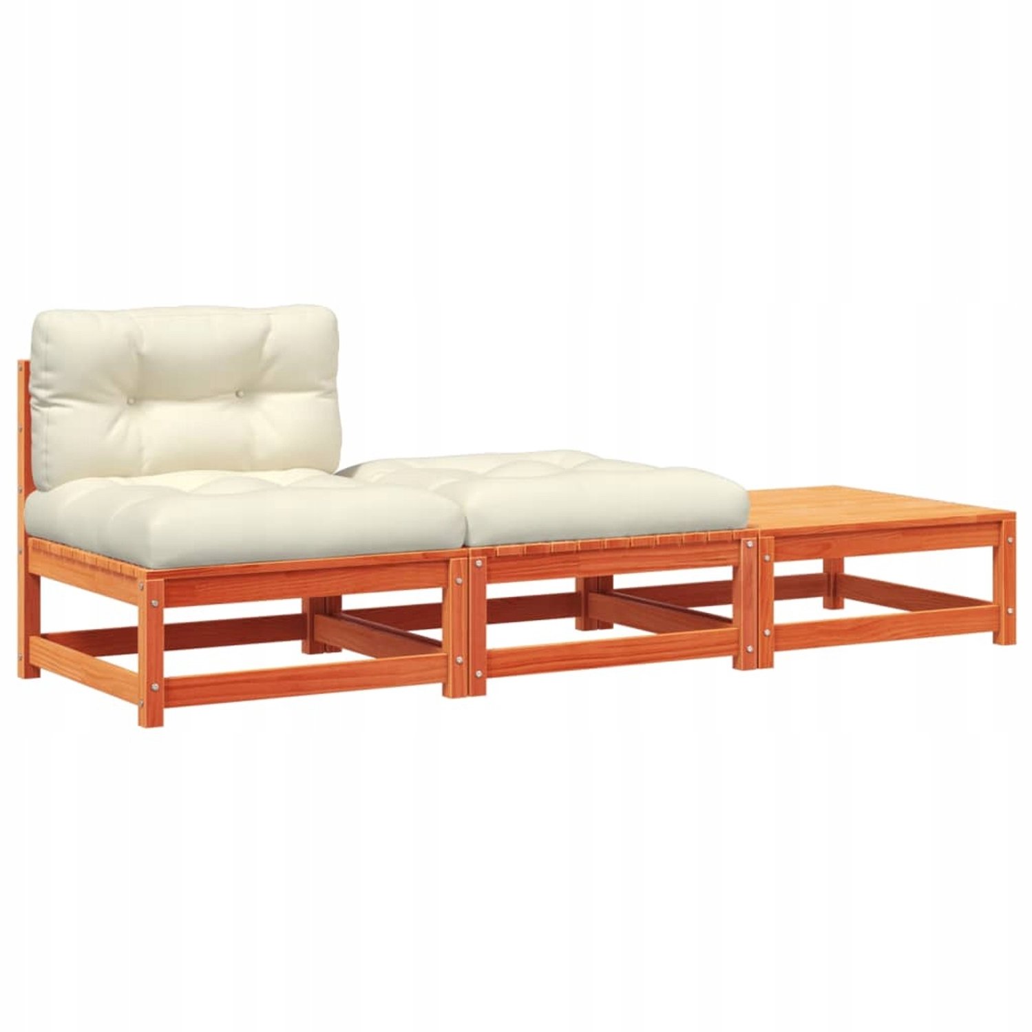 Houten Tuinmeubel Set: Sofa, Poef & Kussens voor Terras