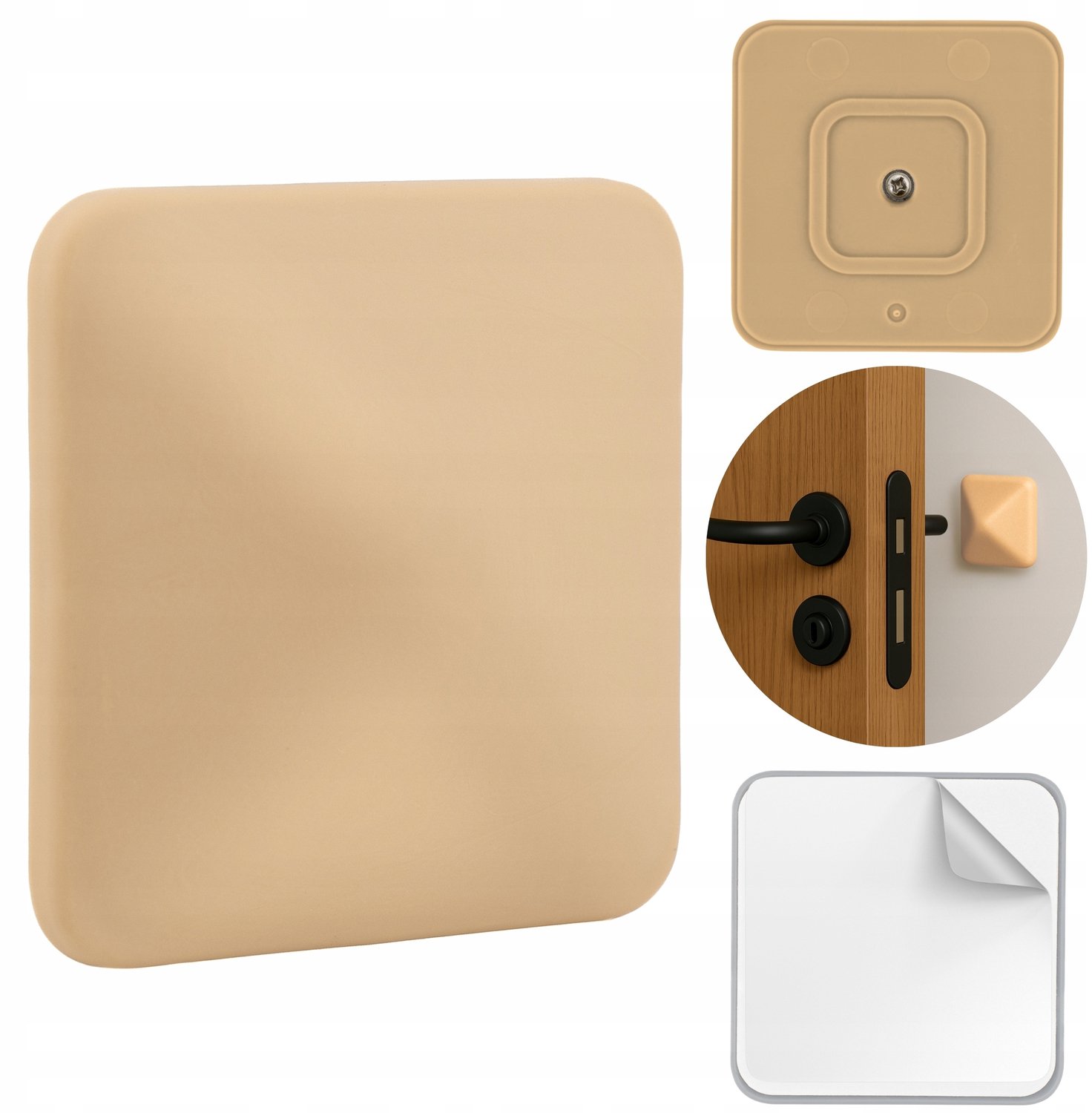 Zelfklevende Deurstopper 5x5 cm - Beige Muurbeschermer