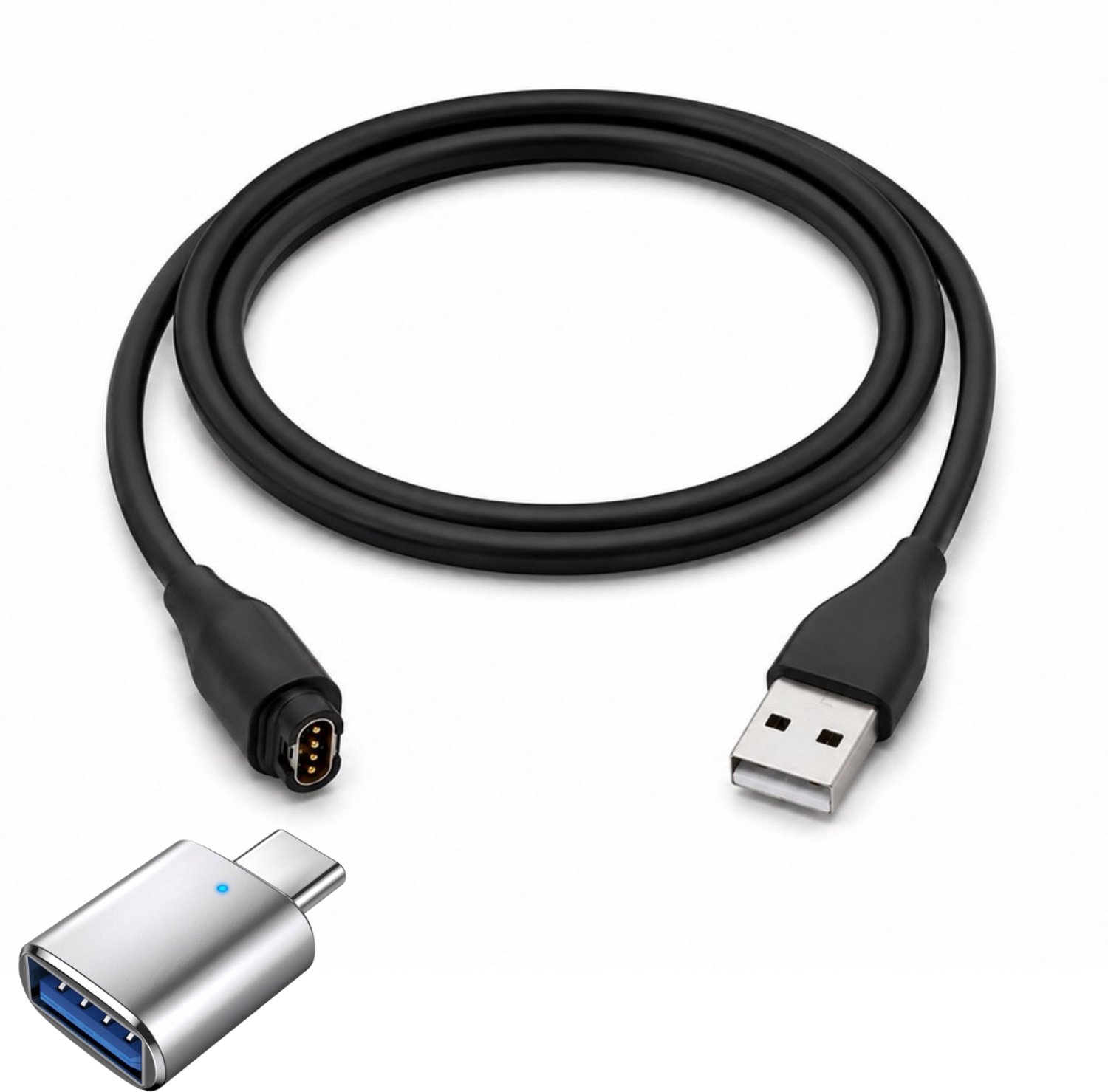 Nereb – USB Laadkabel - Oplaadkabel - 0.5 Meter - Geschikt voor Garmin Smartwatches - Inclusief USB A adapter