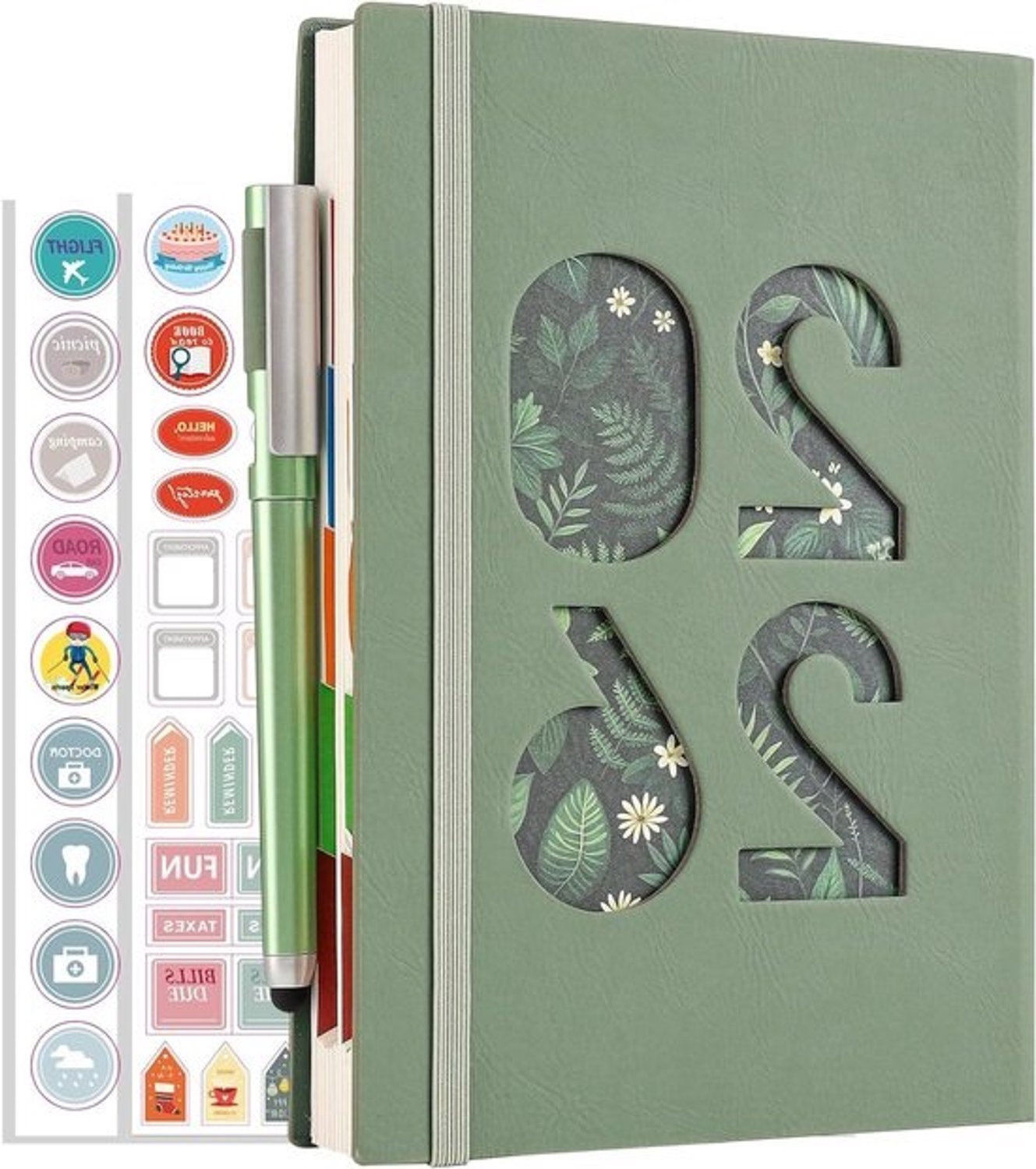 2026 Dagboek - Pagina per dag - Leven plannen - Hardcover organizer - A5 formaat - Groen