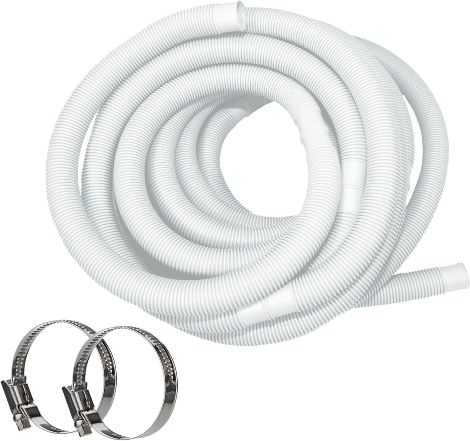 Zwembadslang 32 mm - wit - 6 meter - inclusief roestvrijstalen slangklemmen - ideaal voor zwembadaccessoires - ShopVlot