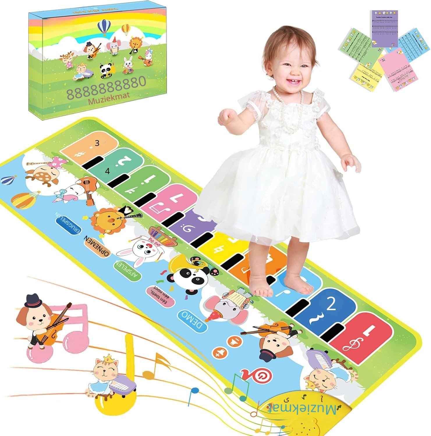 QEVA Pianomat - Dansmat - Muziek Speelmat - Veelkleurig - 26cm x 18cm x 4cm