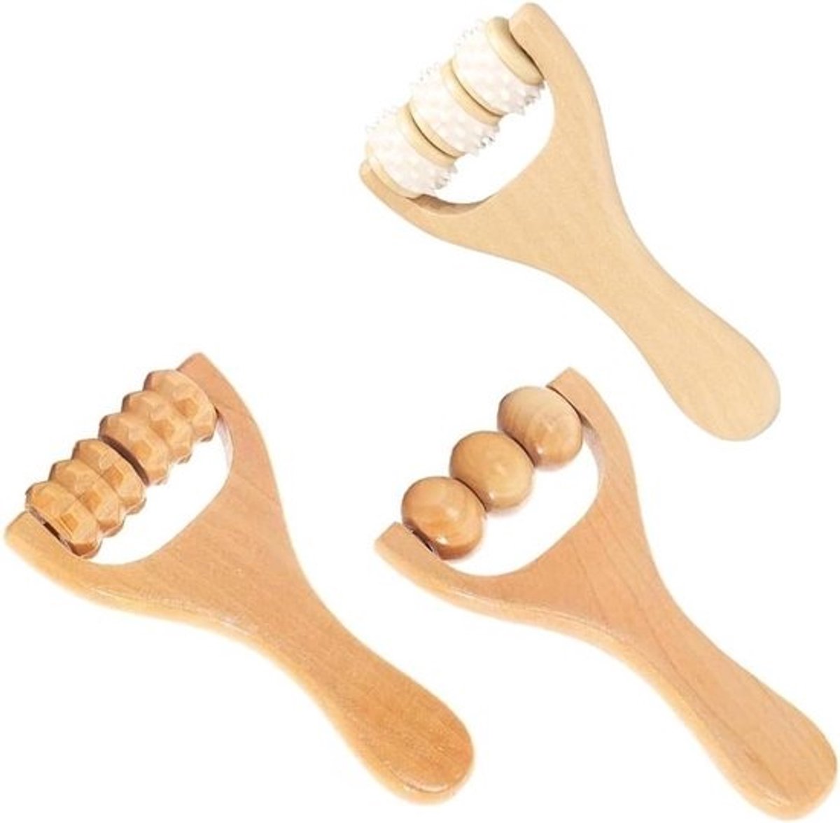 Houten Massageroller Set - Zelfmassage Apparaat - Spierontspanning Bevorderen - Huidvriendelijk Hout - 3 stuks - Niet gespecificeerd