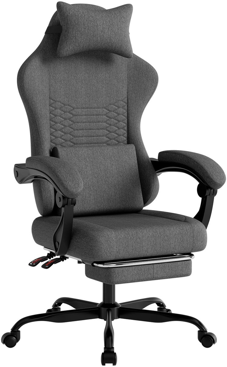 G&G gaming chair - Bureaustoel - Bureaustoelen voor volwassenen - Gaming - Ergonomisch - Wieltjes - Verstelbare rugleuning - Grijs