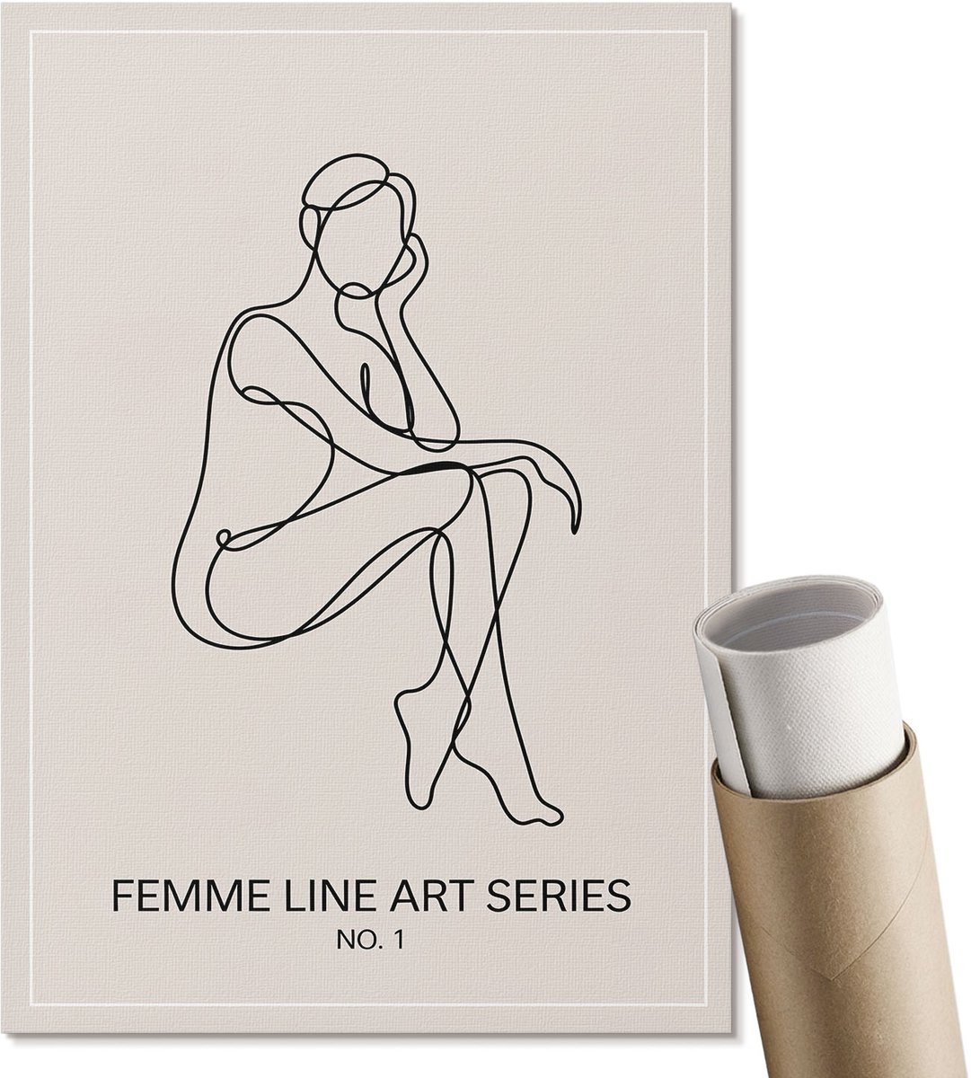 Coloray Polycanvas Wandposter - Moderne Sculptuur, Illustratie - A2 - Grijs Wanddecoratie - Rechthoek - Muurkunst - Woonkamer, Slaapkamer, Kantoor - Modern