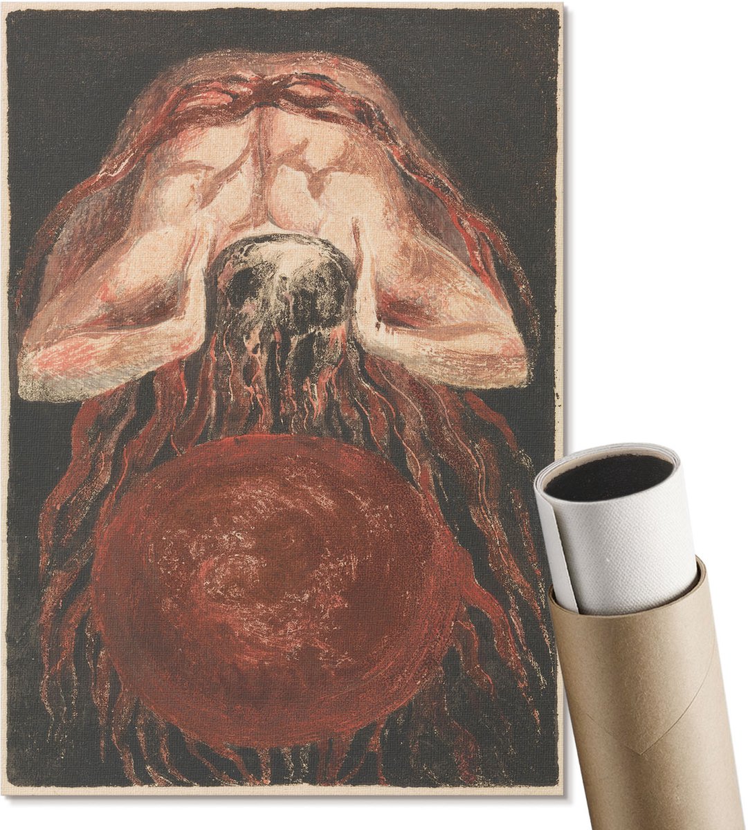Coloray Polycanvas Wandposter - Het Boek Van Urizen, Schilderen - A4 - Zwart Patroon - Rechthoek - Wandkunstwerk - Woonkamer, Slaapkamer, Kantoor - Expressief