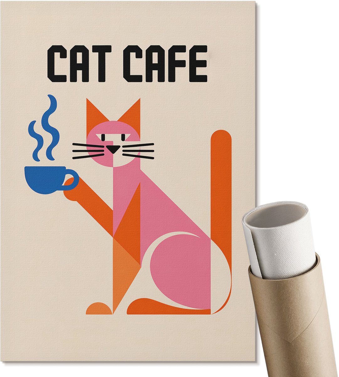Coloray Polycanvas Wandposter - Minder Is Meer., Poster - A3 - Romig Illustratie - Rechthoek - Muurkunst - Woonkamer, Slaapkamer, Kantoor - Modern