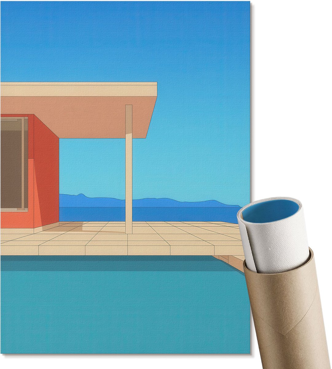Coloray Canvas Poster Polycanvas - Bauhaus-Ontwerp, Illustratie - A3 - Geel Poster - Rechthoek - Kunstposter - Woonkamer, Slaapkamer, Kantoor - Modern