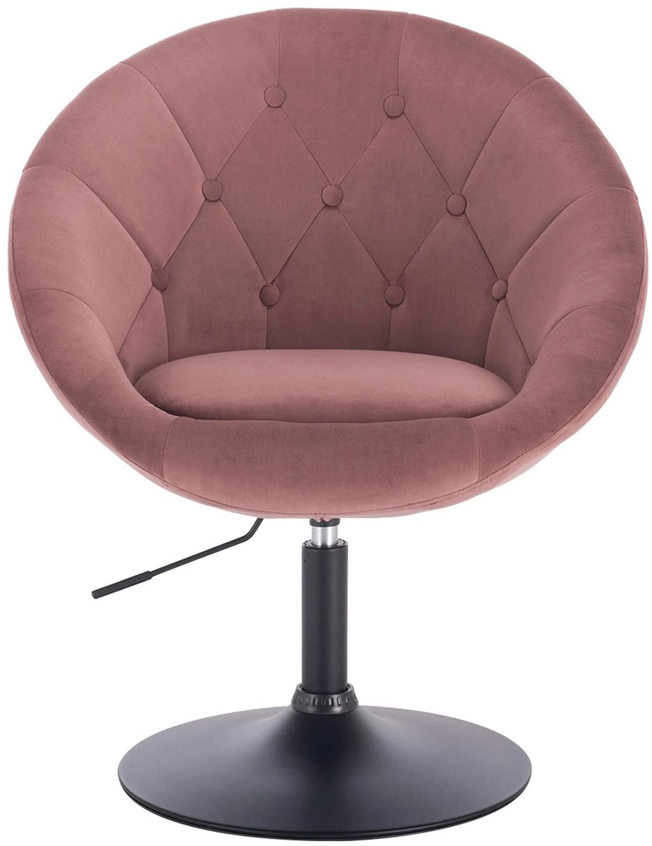 Klarven Barstoel Fluweel rose - Barstoelen Met Rugleuning - Bar Stool - Met Armleuningen, 360 Graden Draaibaar - Verstelbare Zithoogte 45-57cm - B46xd44cm Roze