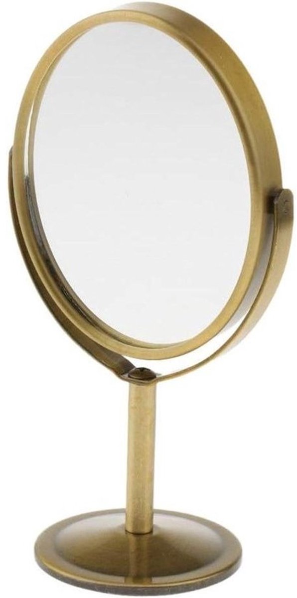 Make-upspiegel Ovaal - Tafelspiegel Kaptafel - Make-up Aanbrengen - Dubbelzijdig Vergroting - 75 x 93 mm - Brons