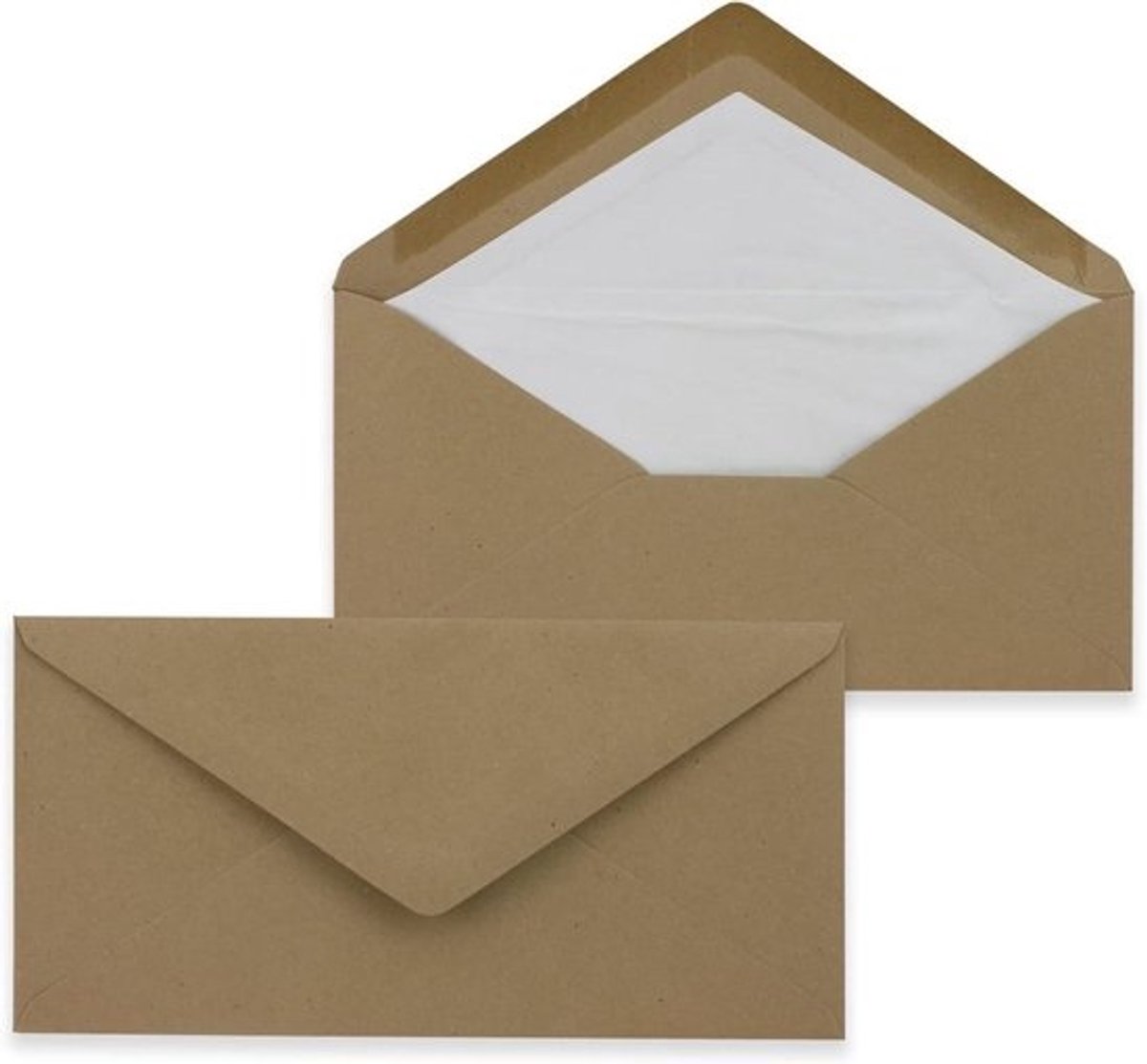 DIN Lang Enveloppen - Kraft Enveloppen - Kaarten Versturen - Zijdevoering - 11x22 cm - Zandbruin