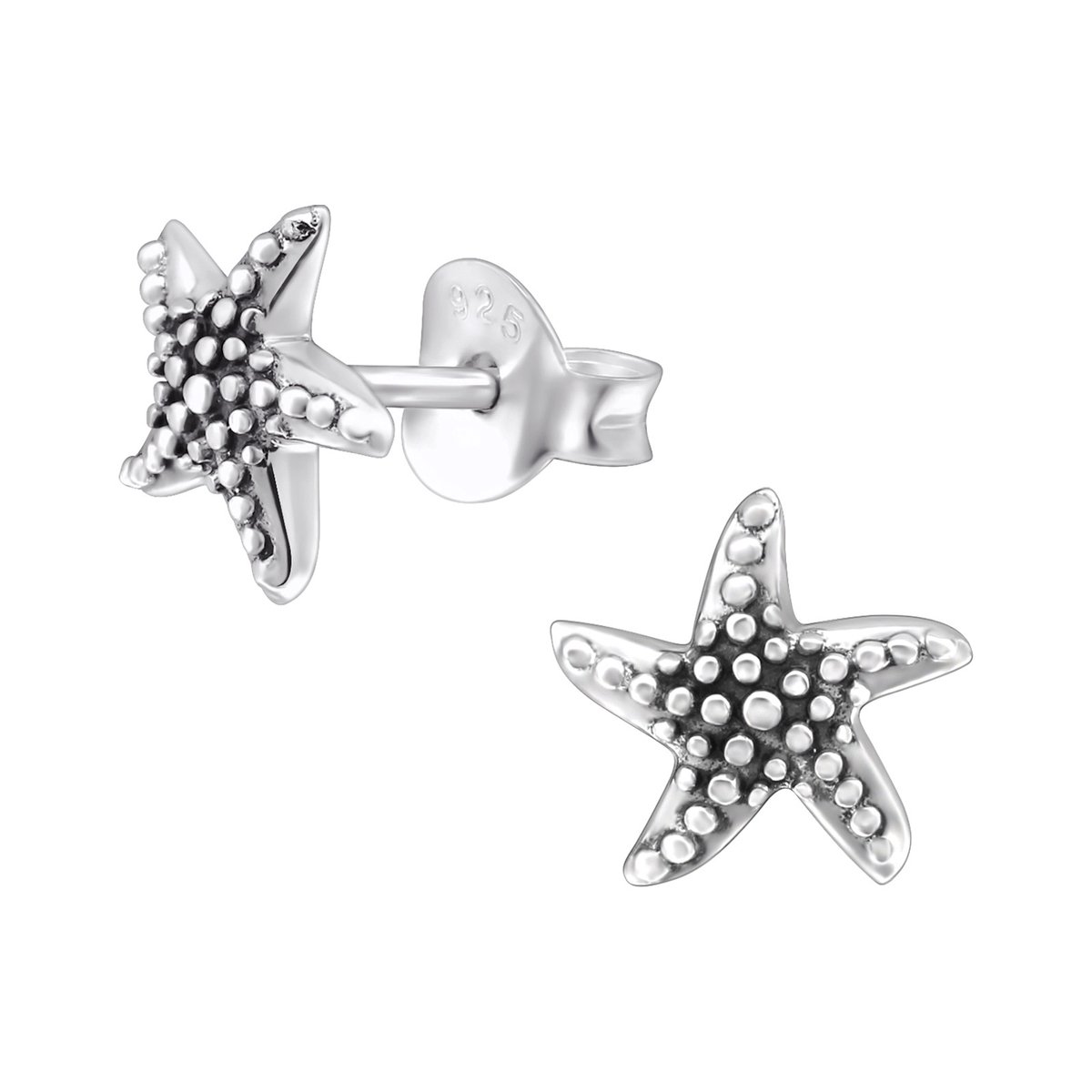 Oorbellen zeester - zilver