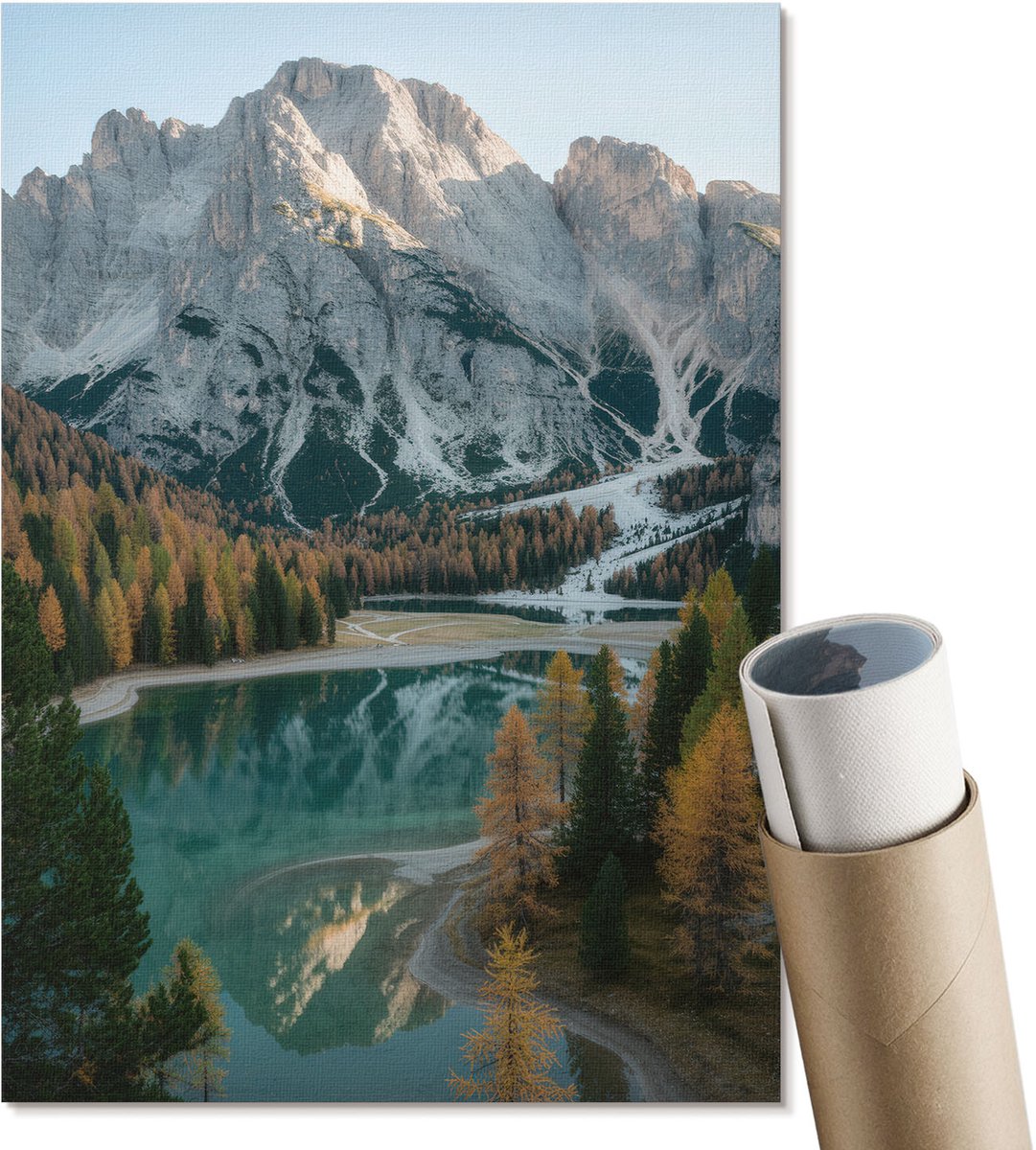 Coloray Polycanvas Wandposter - Winterlandschap, Fotografie - A3 - Wit Patroon - Rechthoek - Interieurdecoratie - Woonkamer, Slaapkamer, Kantoor - Klassiek